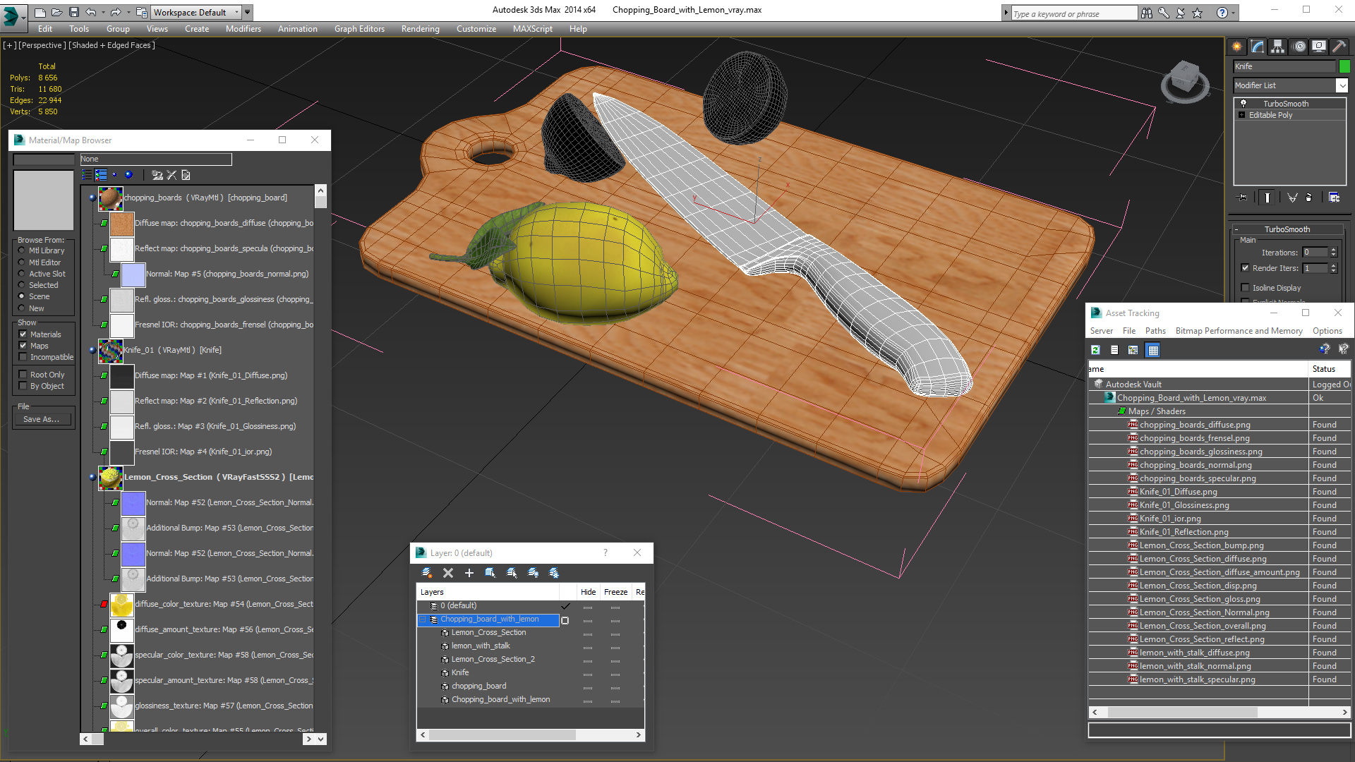 3D model Chopping Board with Lemon