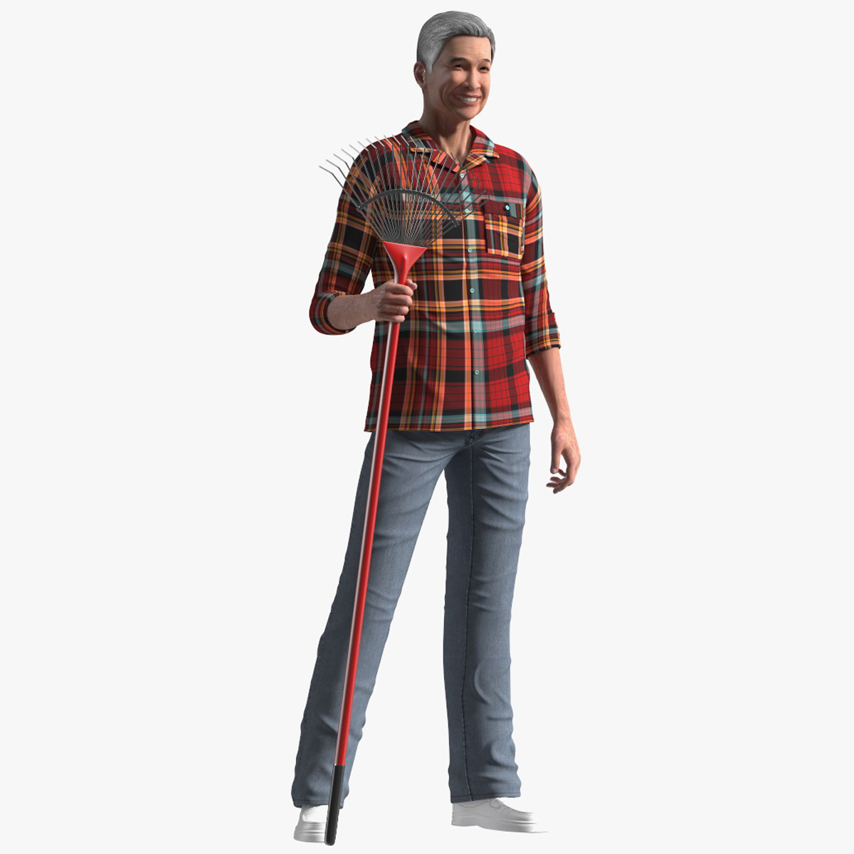 3D Chinese Elderly Man Home Style Rigged for Cinema 4D