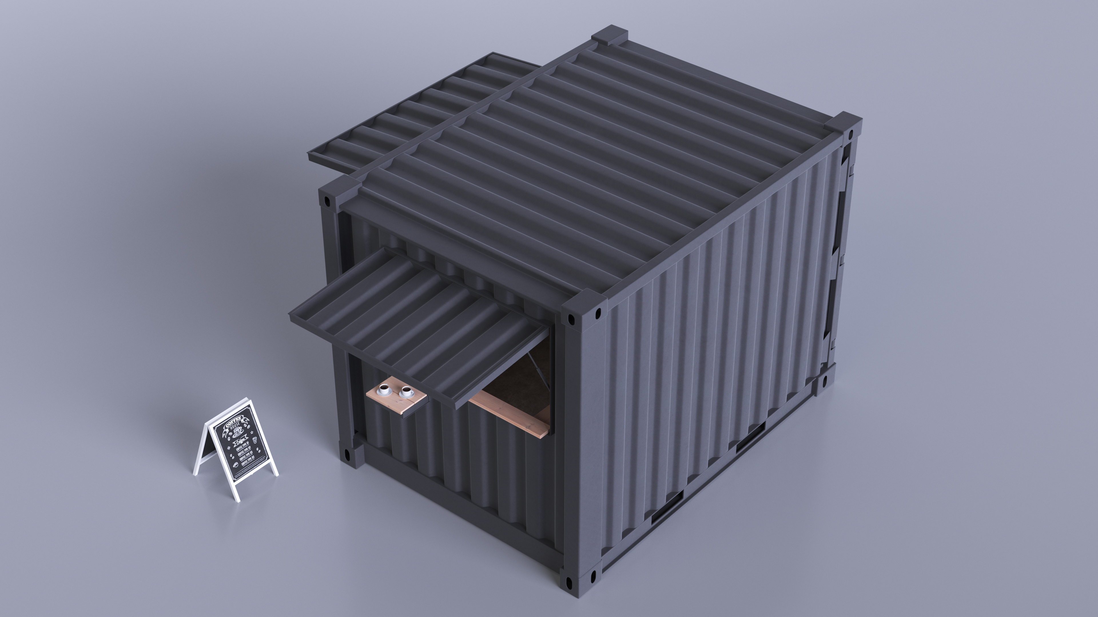 Outdoor Container Coffee Shop 3D model