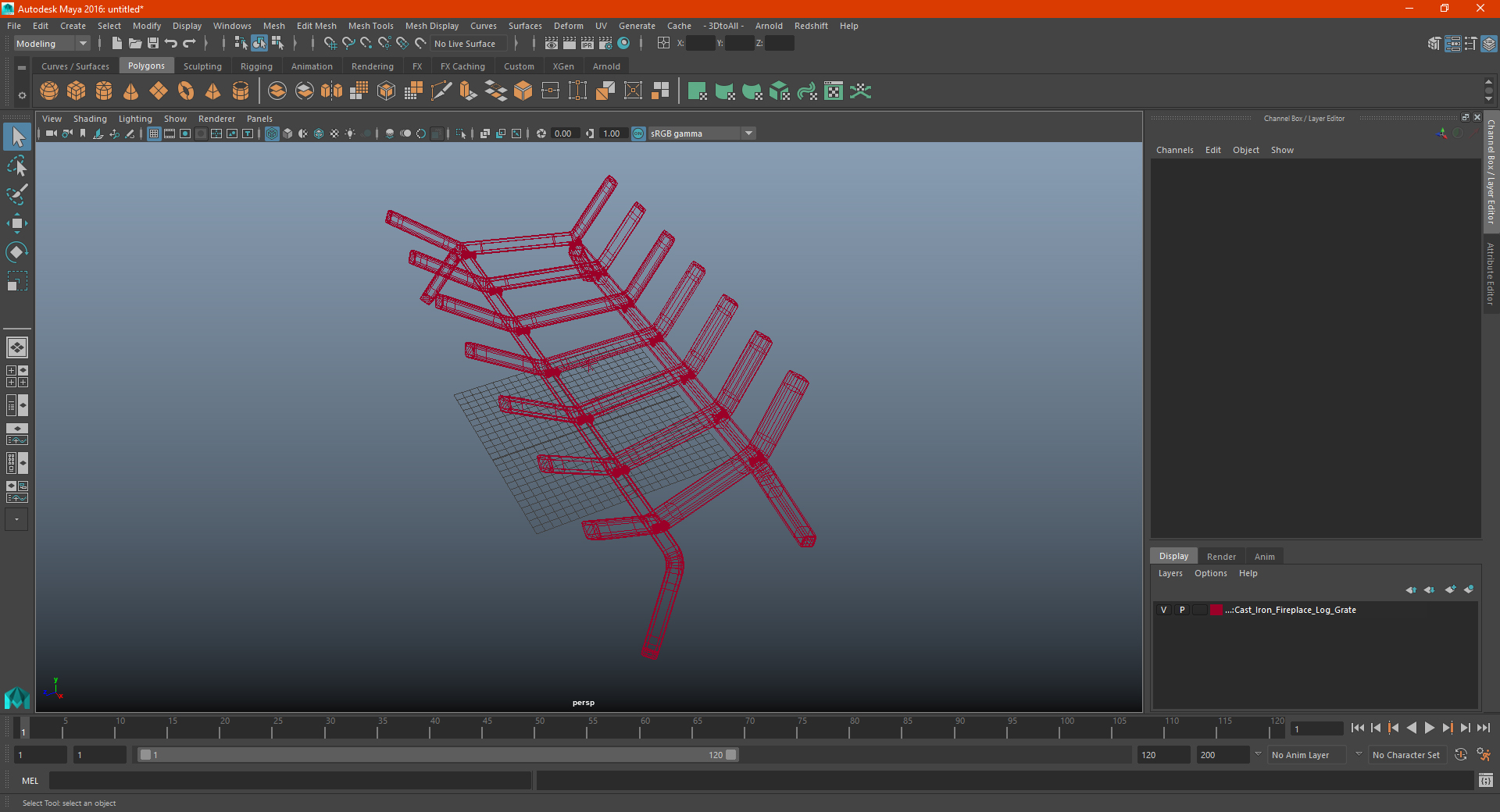 Cast Iron Fireplace Log Grate 3D model