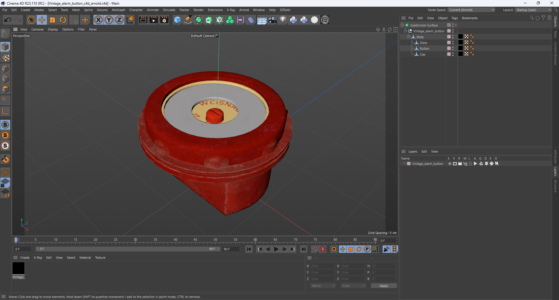 3D model Vintage alarm button