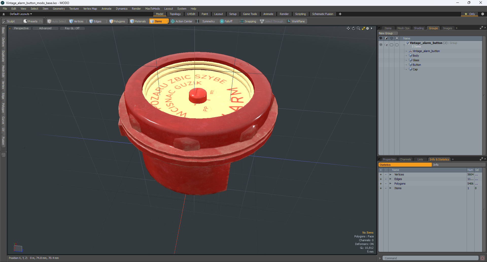 3D model Vintage alarm button