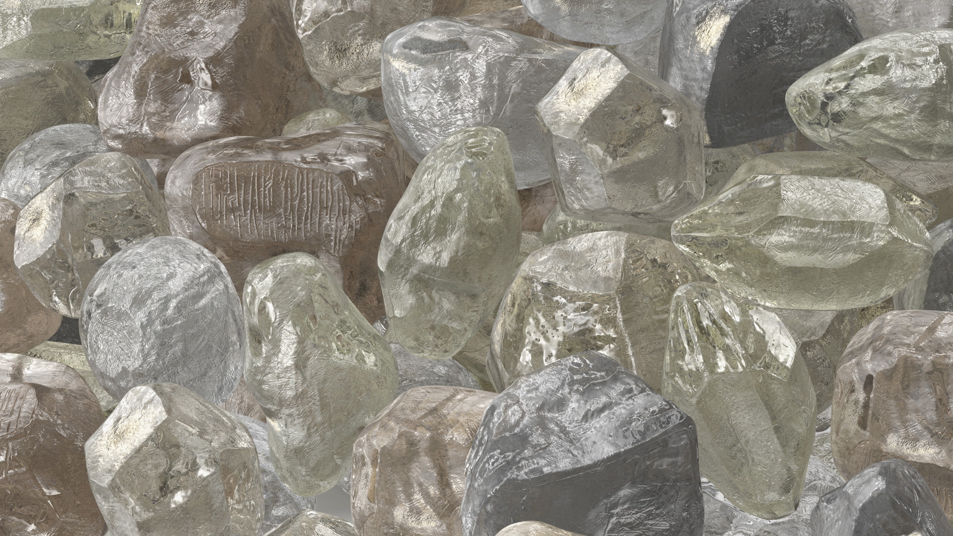 3D Pile of Uncut Diamond