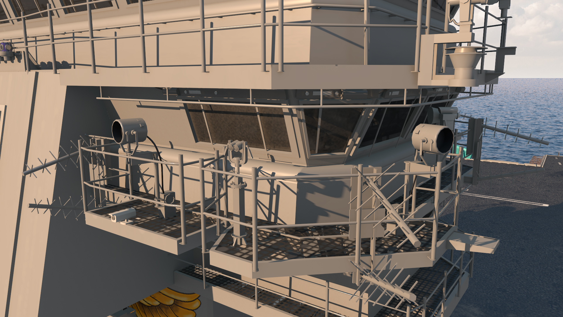 USS Gerald Ford Aircraft Carrier Bridge 3D model