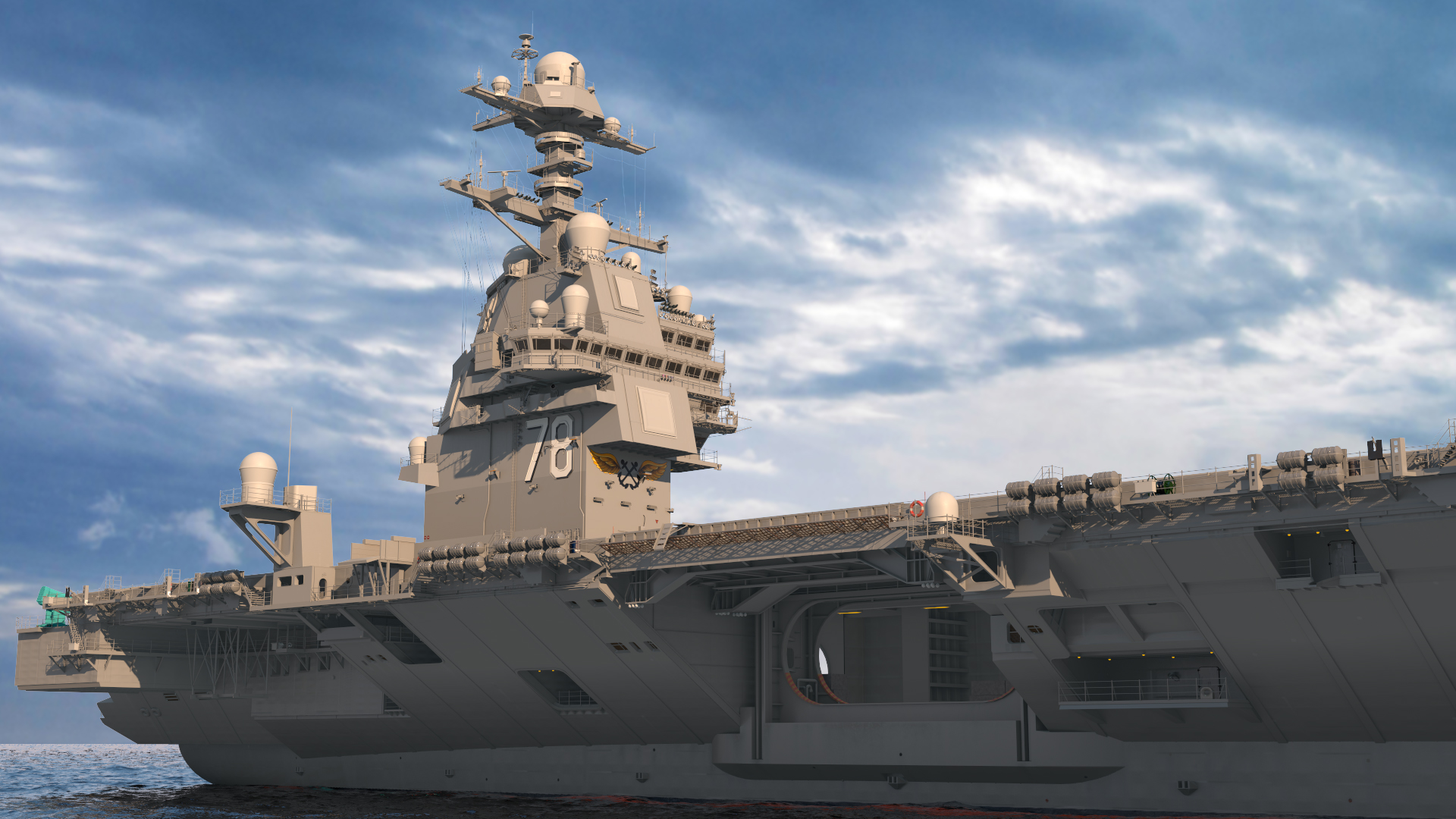 USS Gerald Ford Aircraft Carrier Bridge 3D model