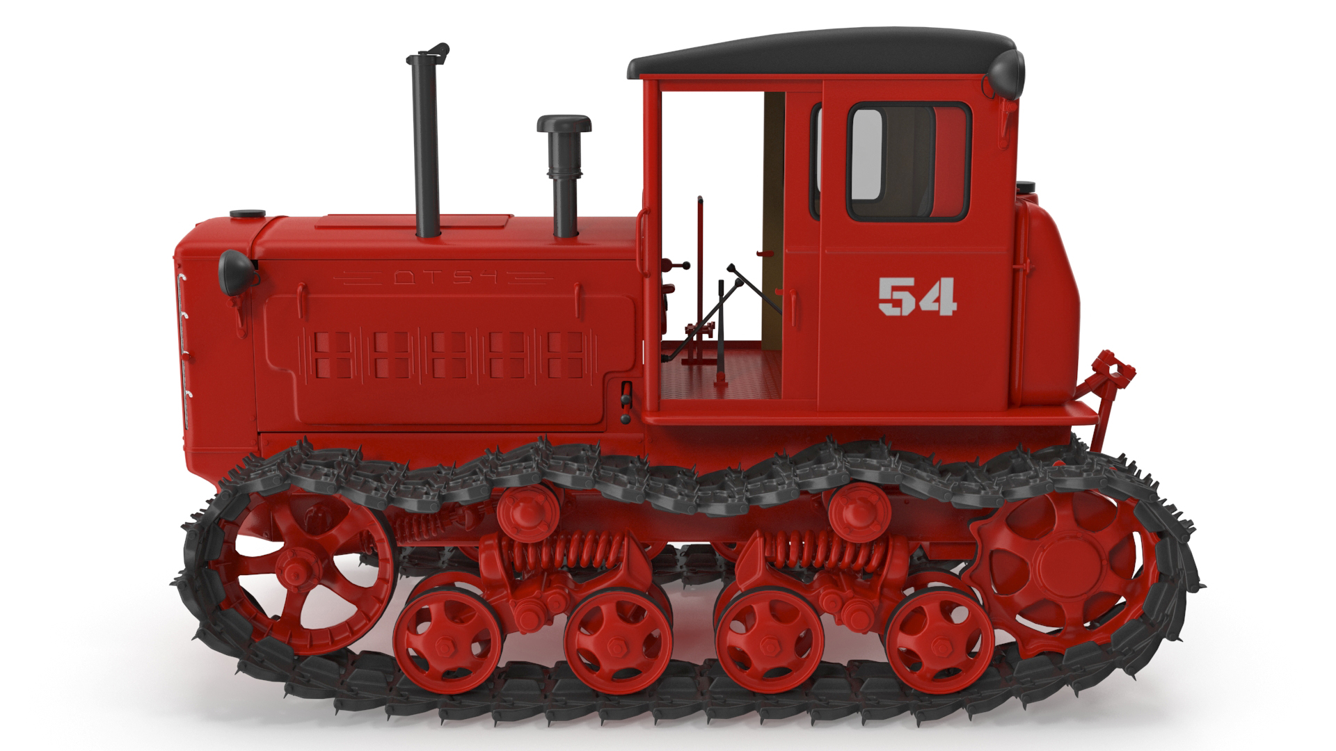 Soviet Crawler Tractor DT54 Rigged 3D model