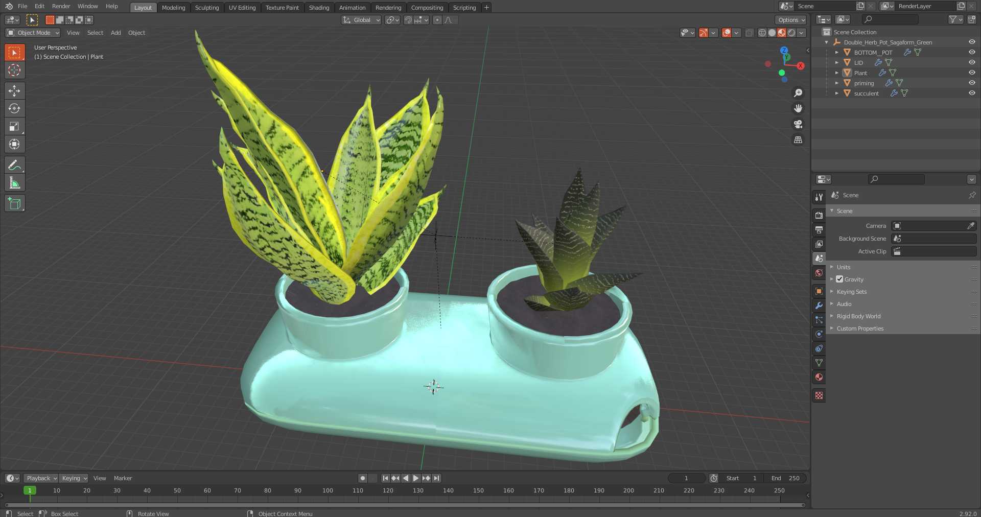 3D model Double Herb Pot Sagaform Green