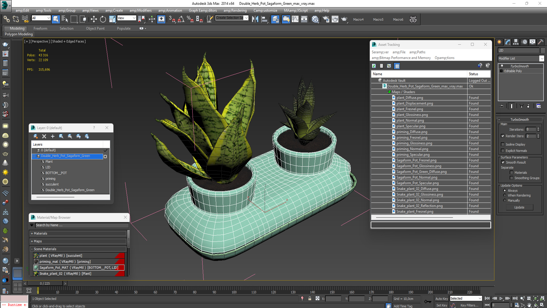 3D model Double Herb Pot Sagaform Green