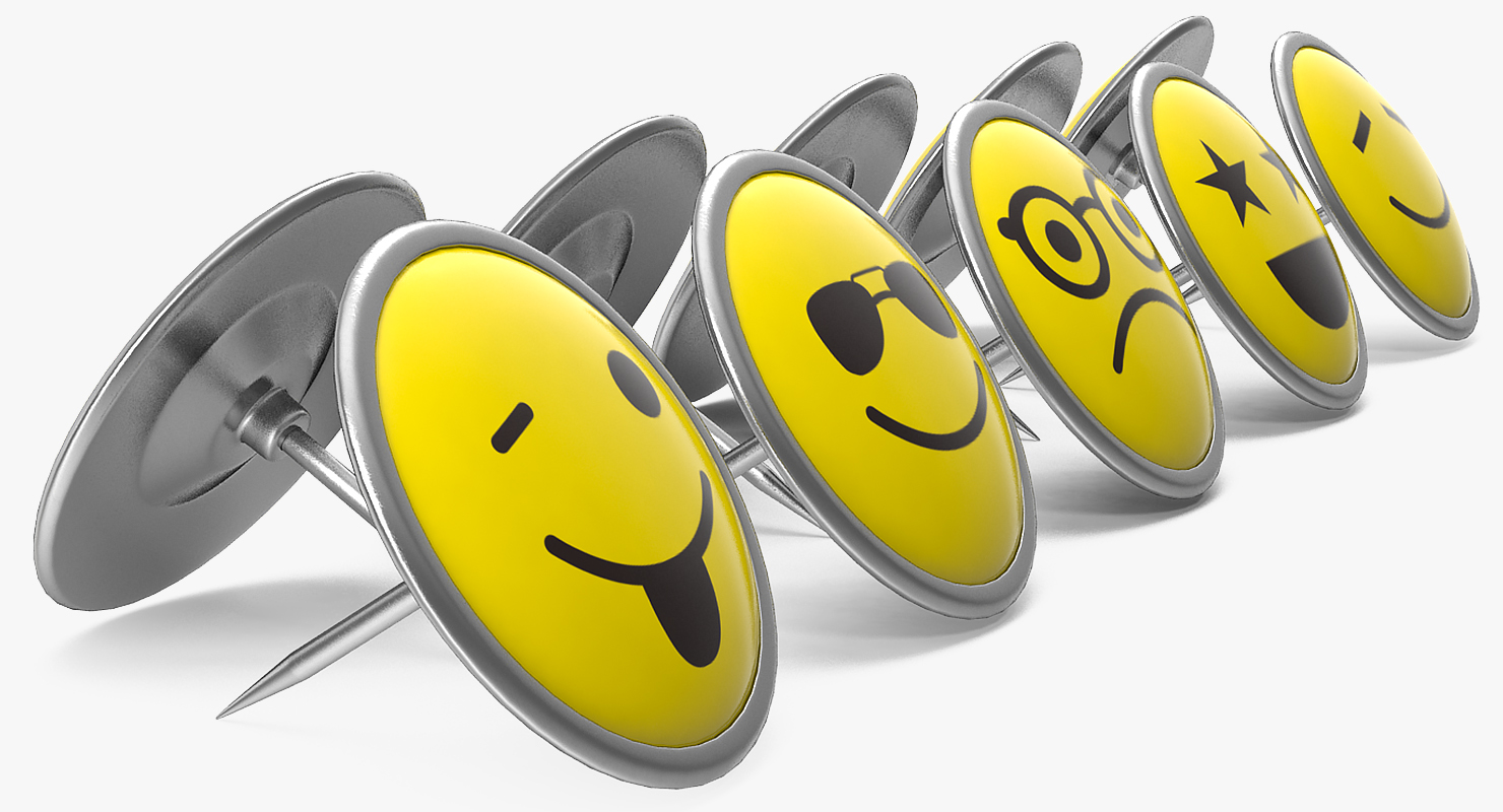 3D model Smiley Face Push Pins Set