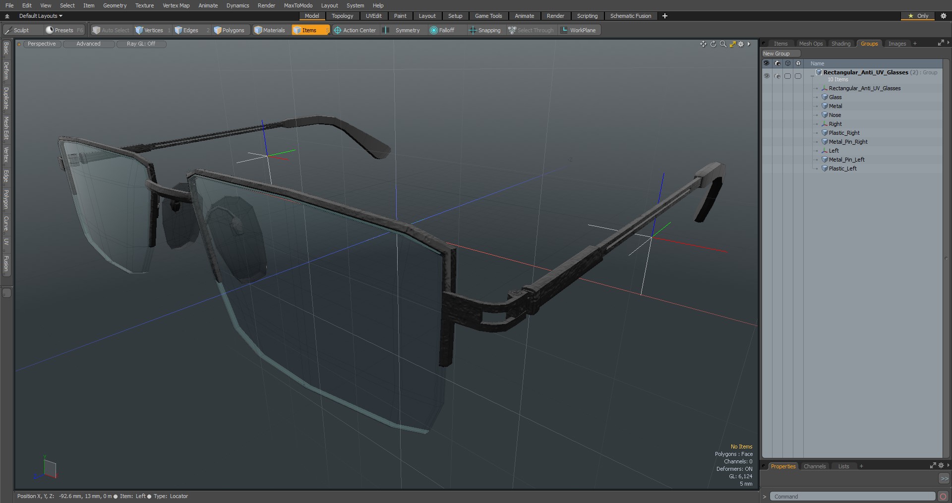 Rectangular Anti UV Glasses 3D
