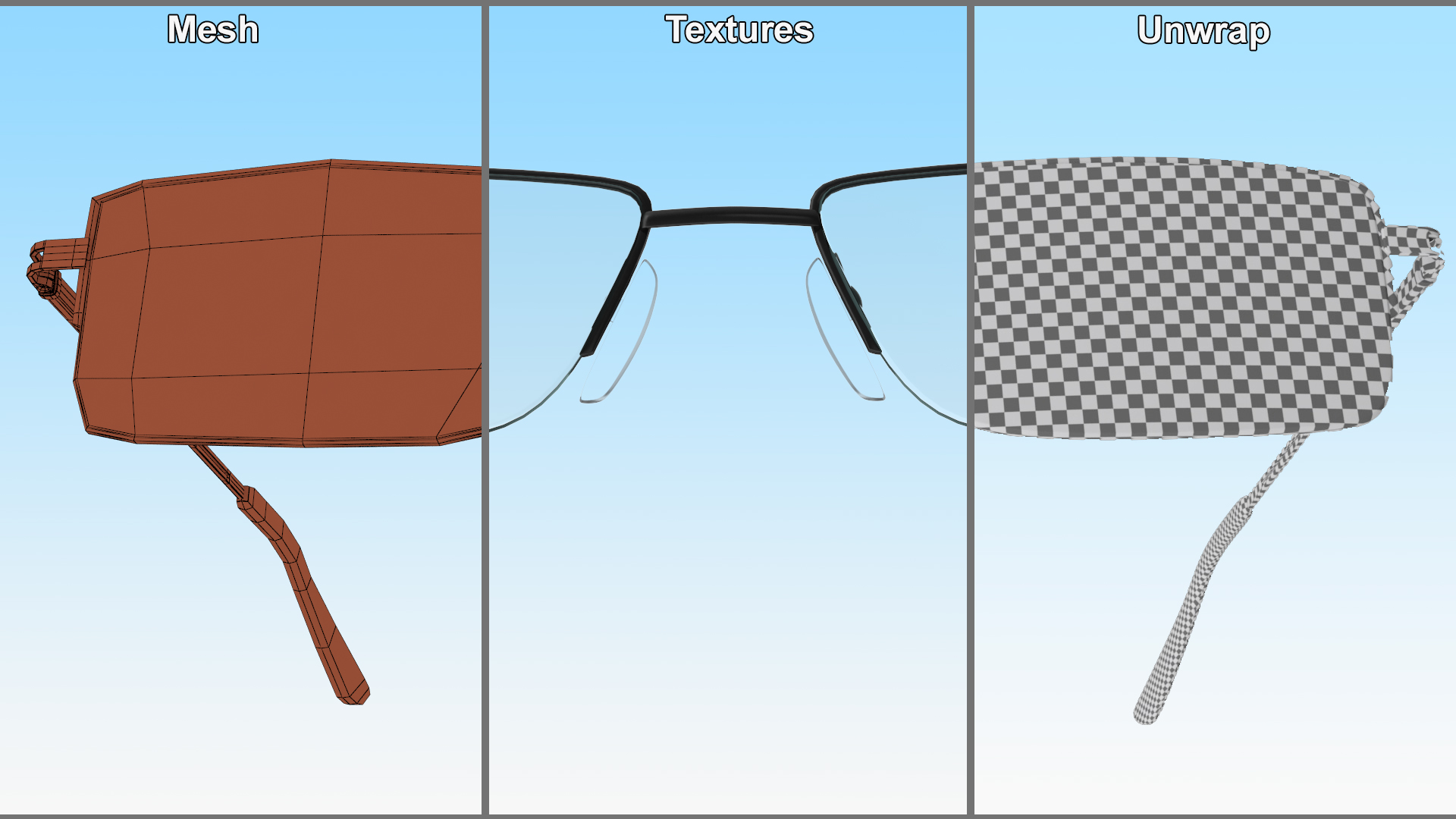 Rectangular Anti UV Glasses 3D