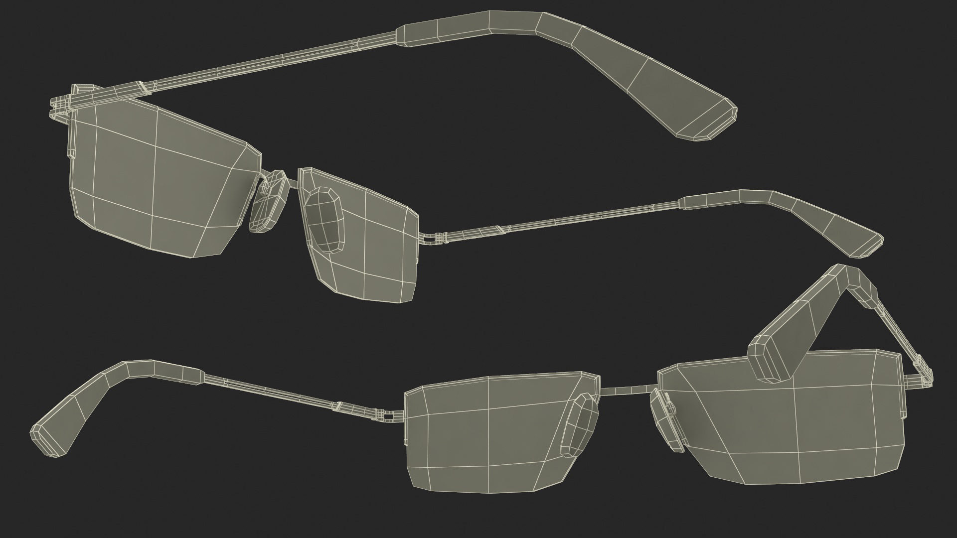Rectangular Anti UV Glasses 3D