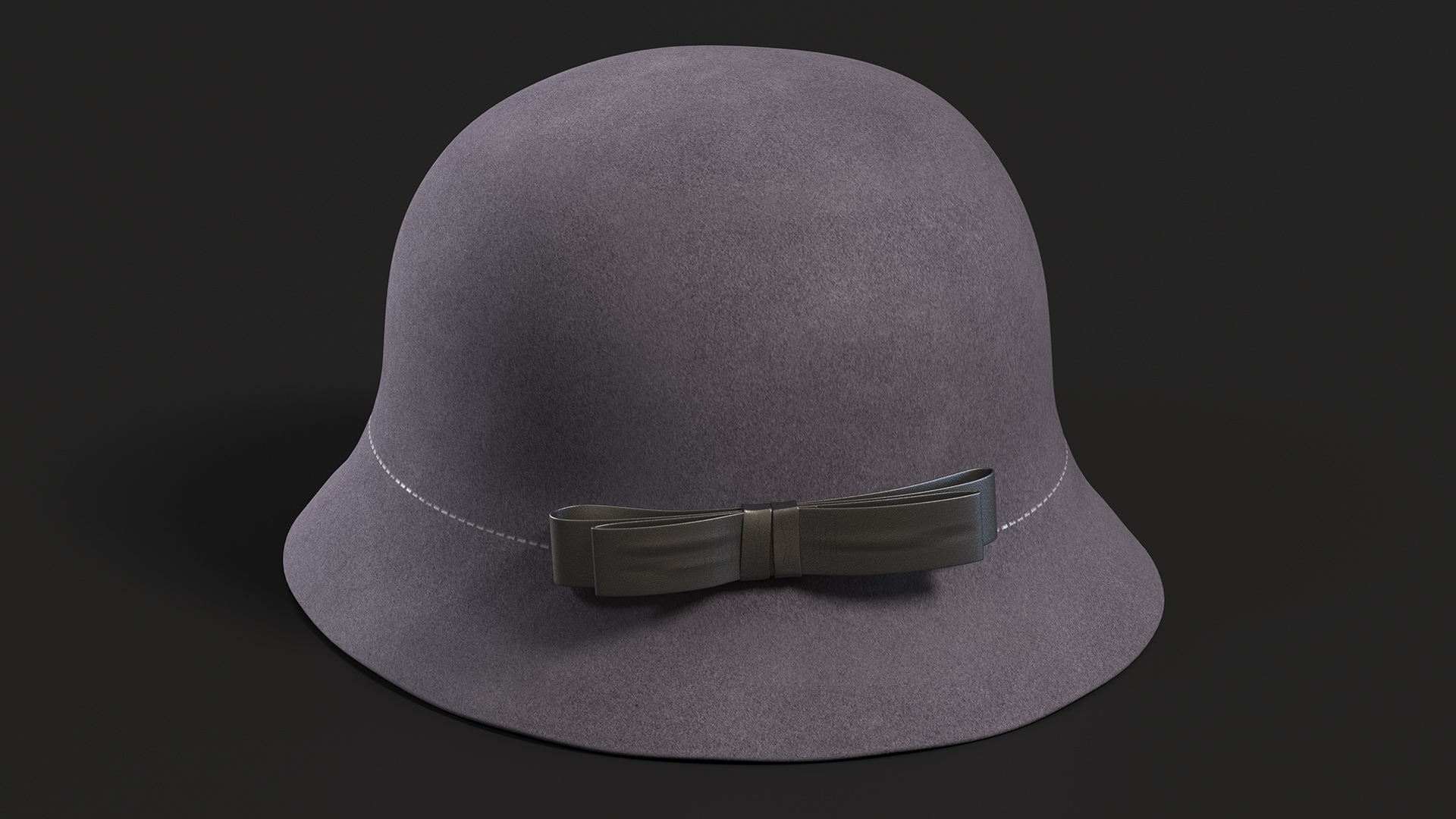3D model Womens Vintage Wool Cloche Grey Hat Crushable