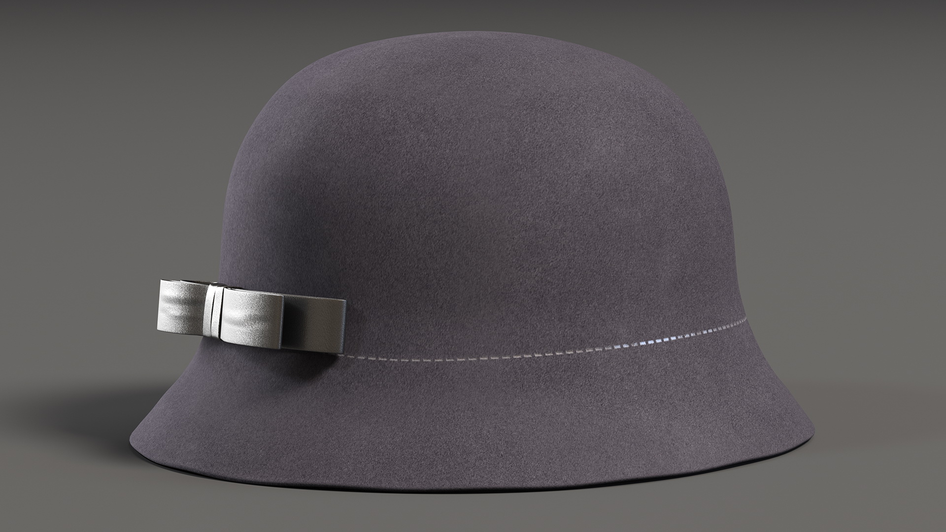 3D model Womens Vintage Wool Cloche Grey Hat Crushable