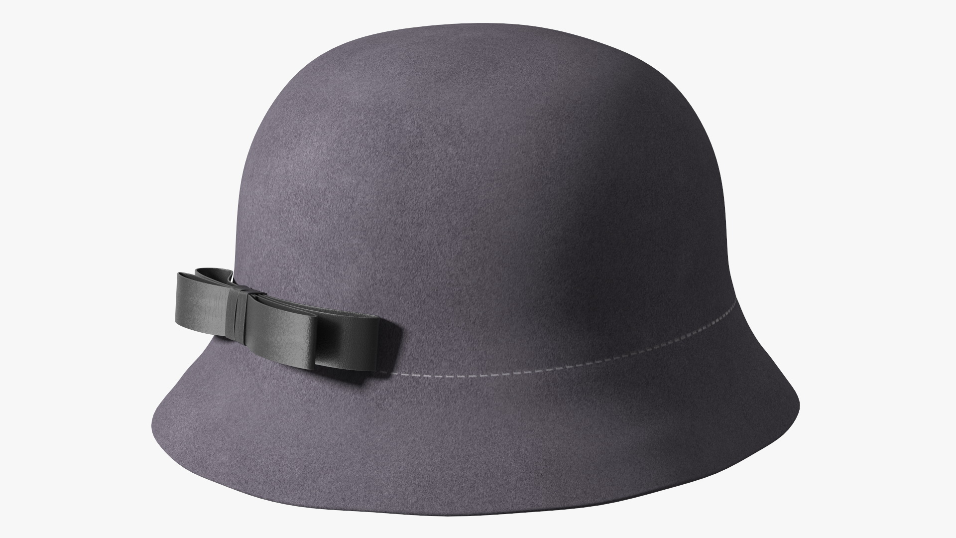 3D model Womens Vintage Wool Cloche Grey Hat Crushable