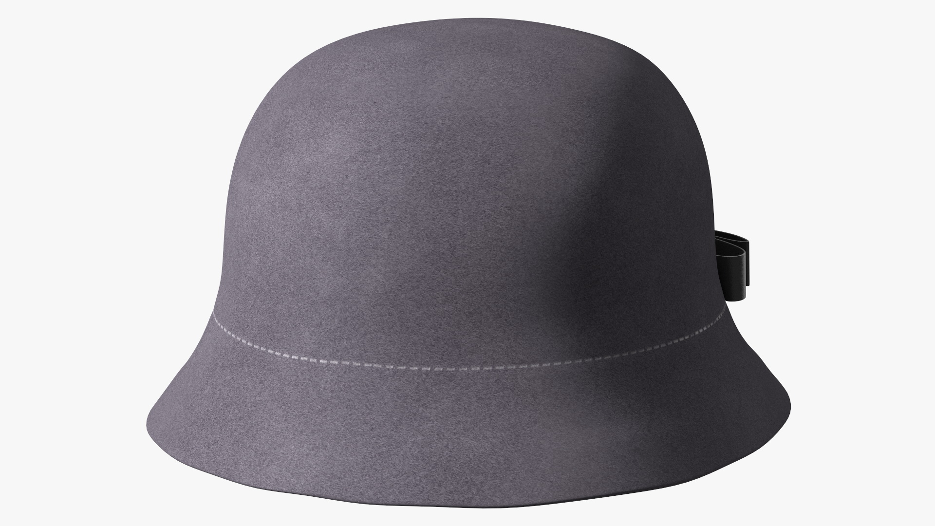 3D model Womens Vintage Wool Cloche Grey Hat Crushable