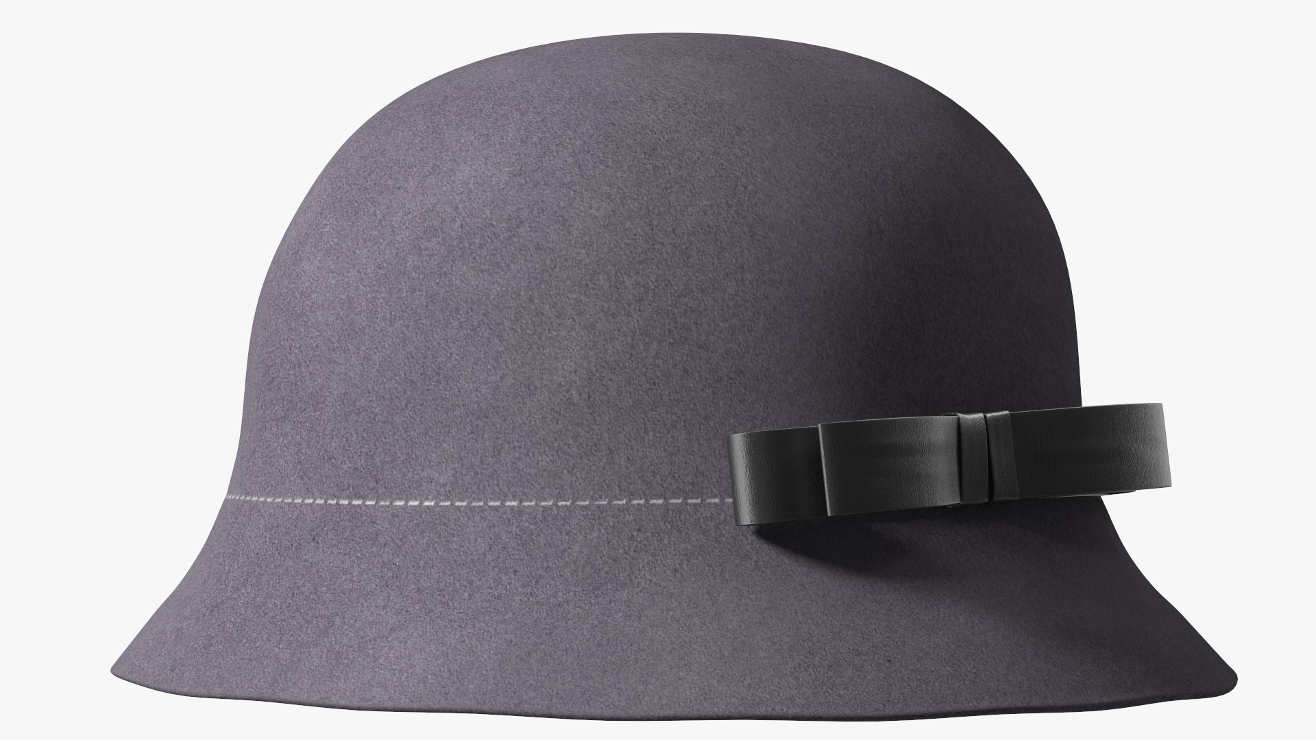 3D model Womens Vintage Wool Cloche Grey Hat Crushable