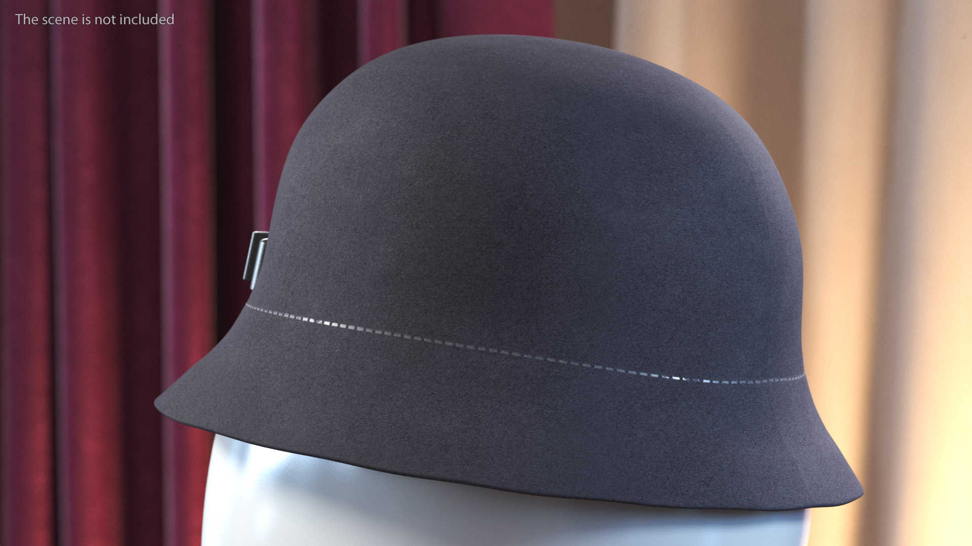 3D model Womens Vintage Wool Cloche Grey Hat Crushable