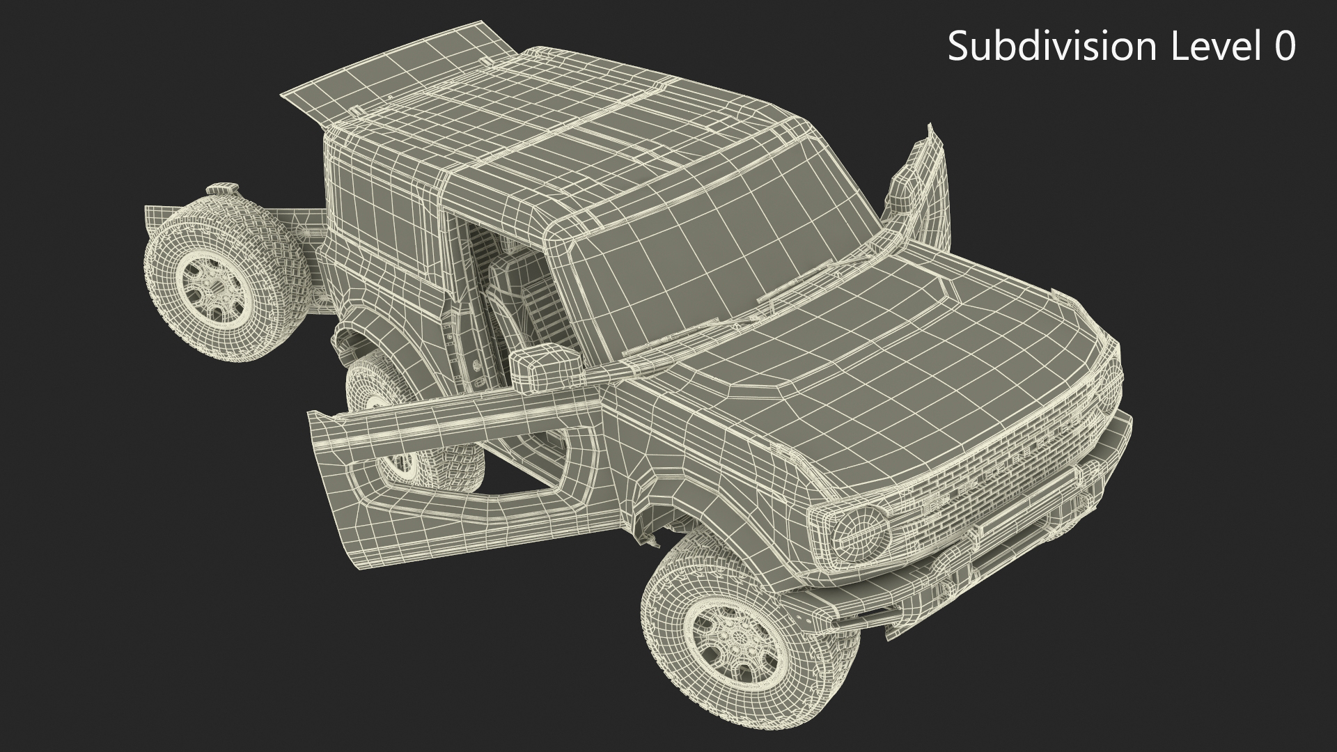 4X4 Ford Bronco Two Door Camouflage Rigged 3D