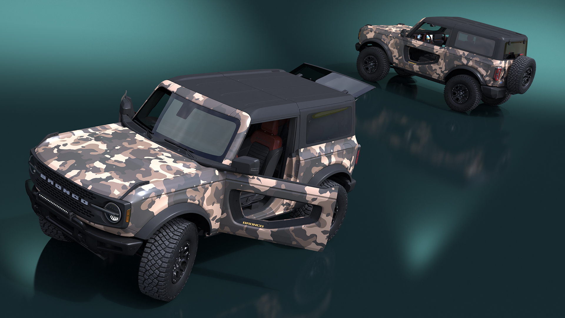4X4 Ford Bronco Two Door Camouflage Rigged 3D