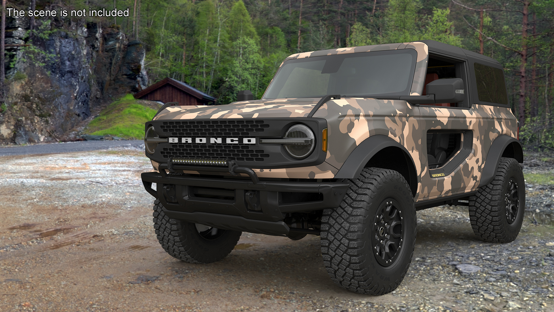 4X4 Ford Bronco Two Door Camouflage Rigged 3D