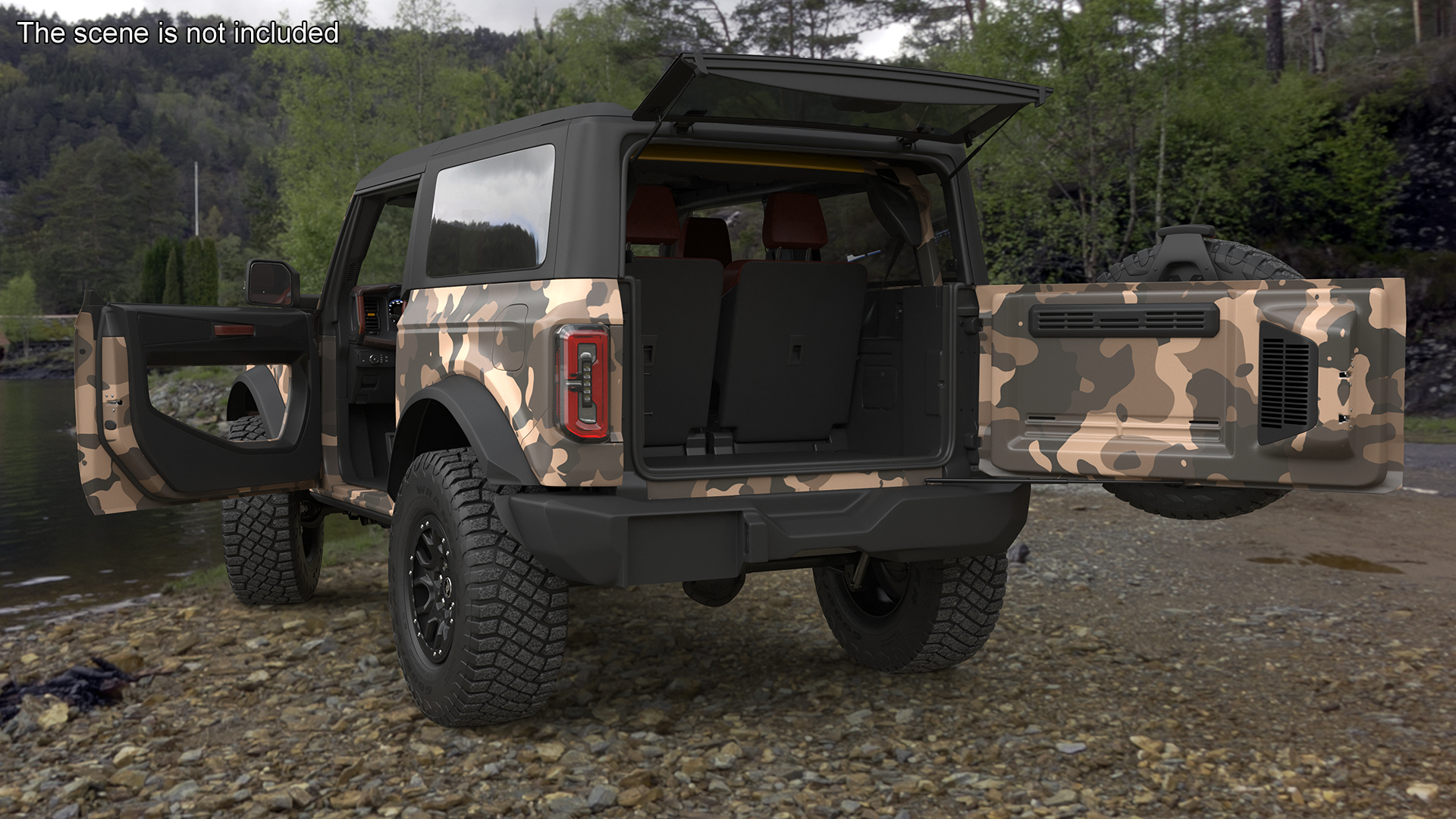 4X4 Ford Bronco Two Door Camouflage Rigged 3D