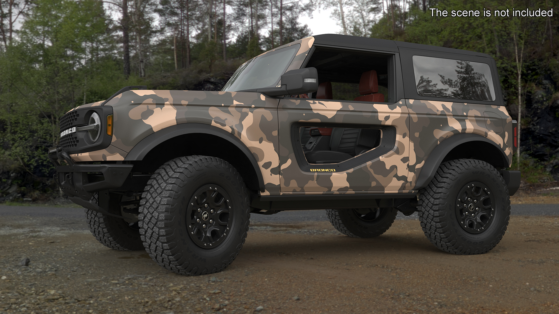 4X4 Ford Bronco Two Door Camouflage Rigged 3D