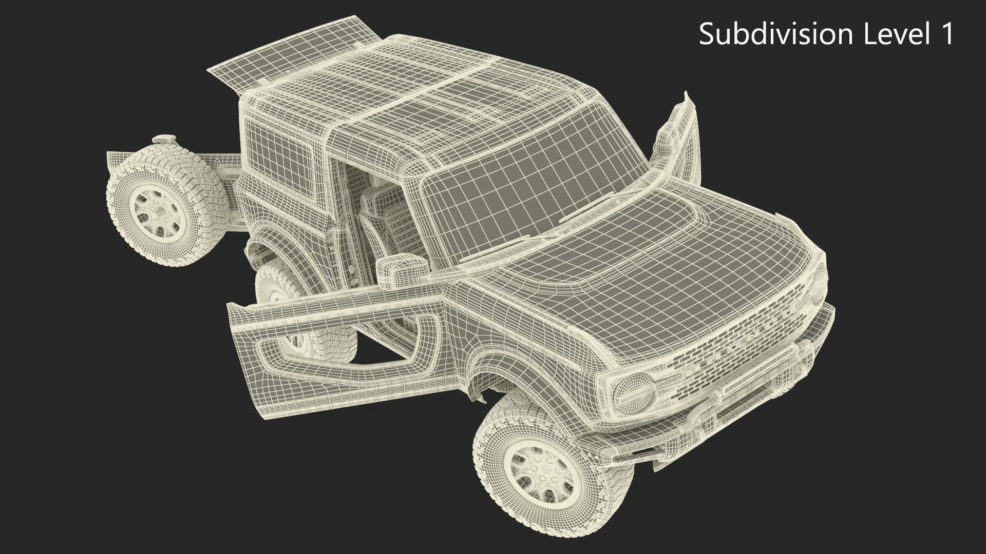 4X4 Ford Bronco Two Door Camouflage Rigged 3D
