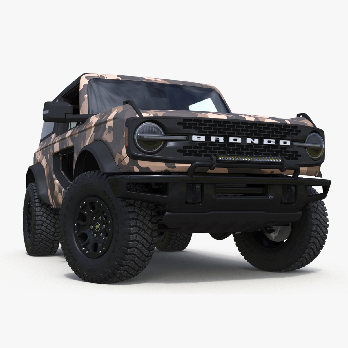 4X4 Ford Bronco Two Door Camouflage Rigged 3D