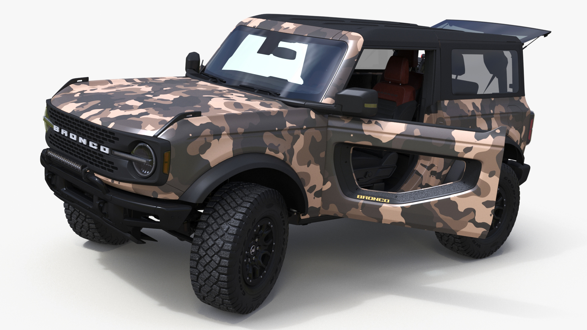 4X4 Ford Bronco Two Door Camouflage Rigged 3D
