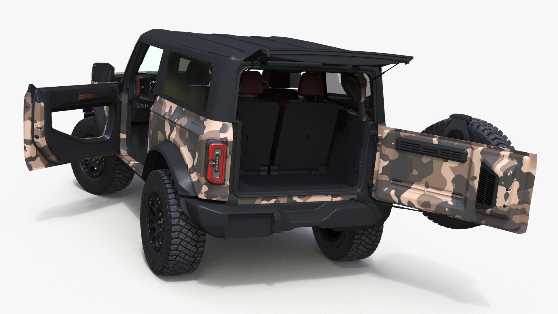 4X4 Ford Bronco Two Door Camouflage Rigged 3D