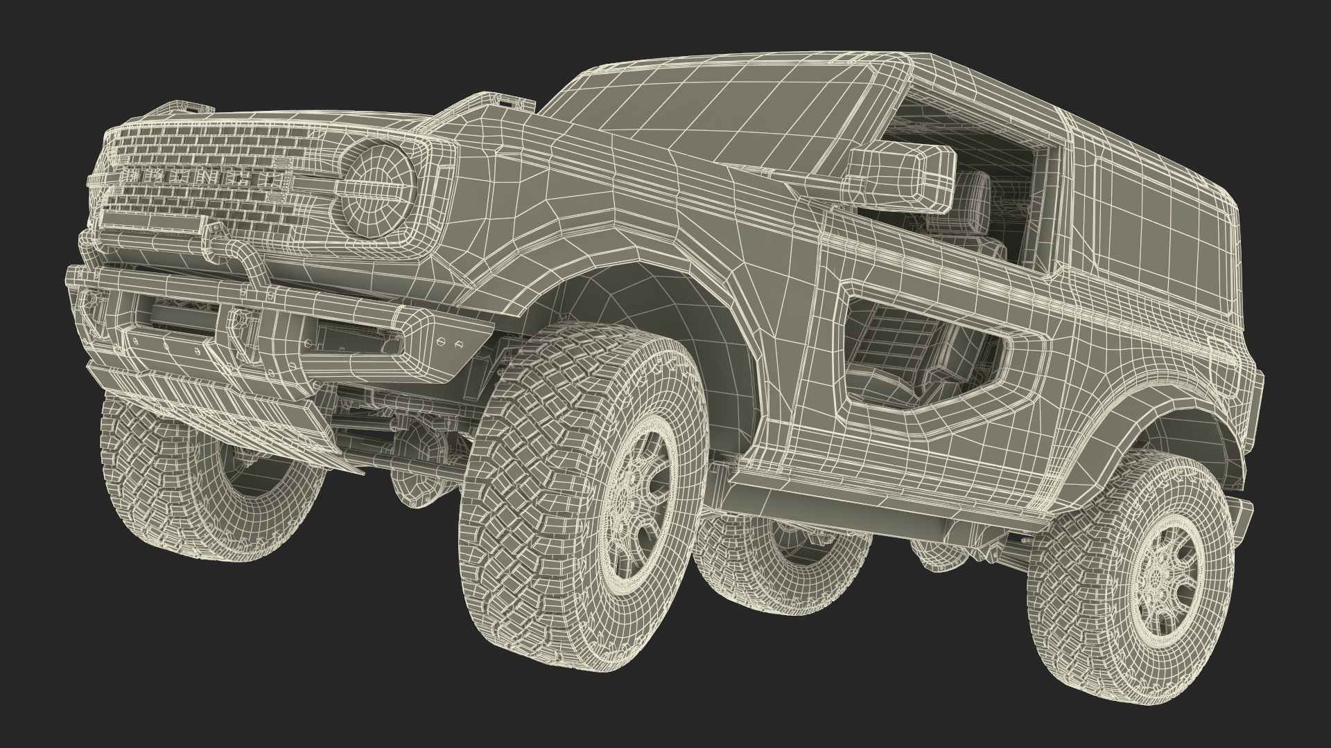 4X4 Ford Bronco Two Door Camouflage Rigged 3D