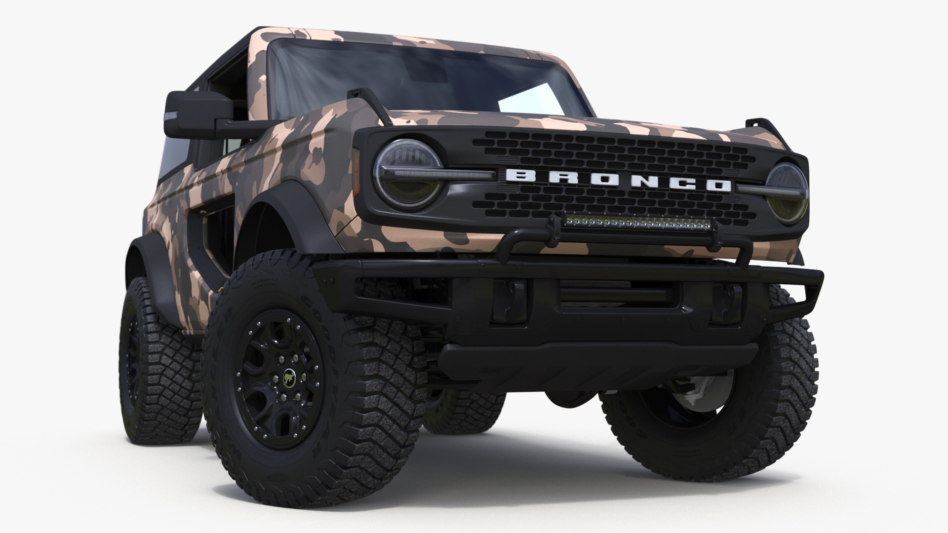 4X4 Ford Bronco Two Door Camouflage Rigged 3D
