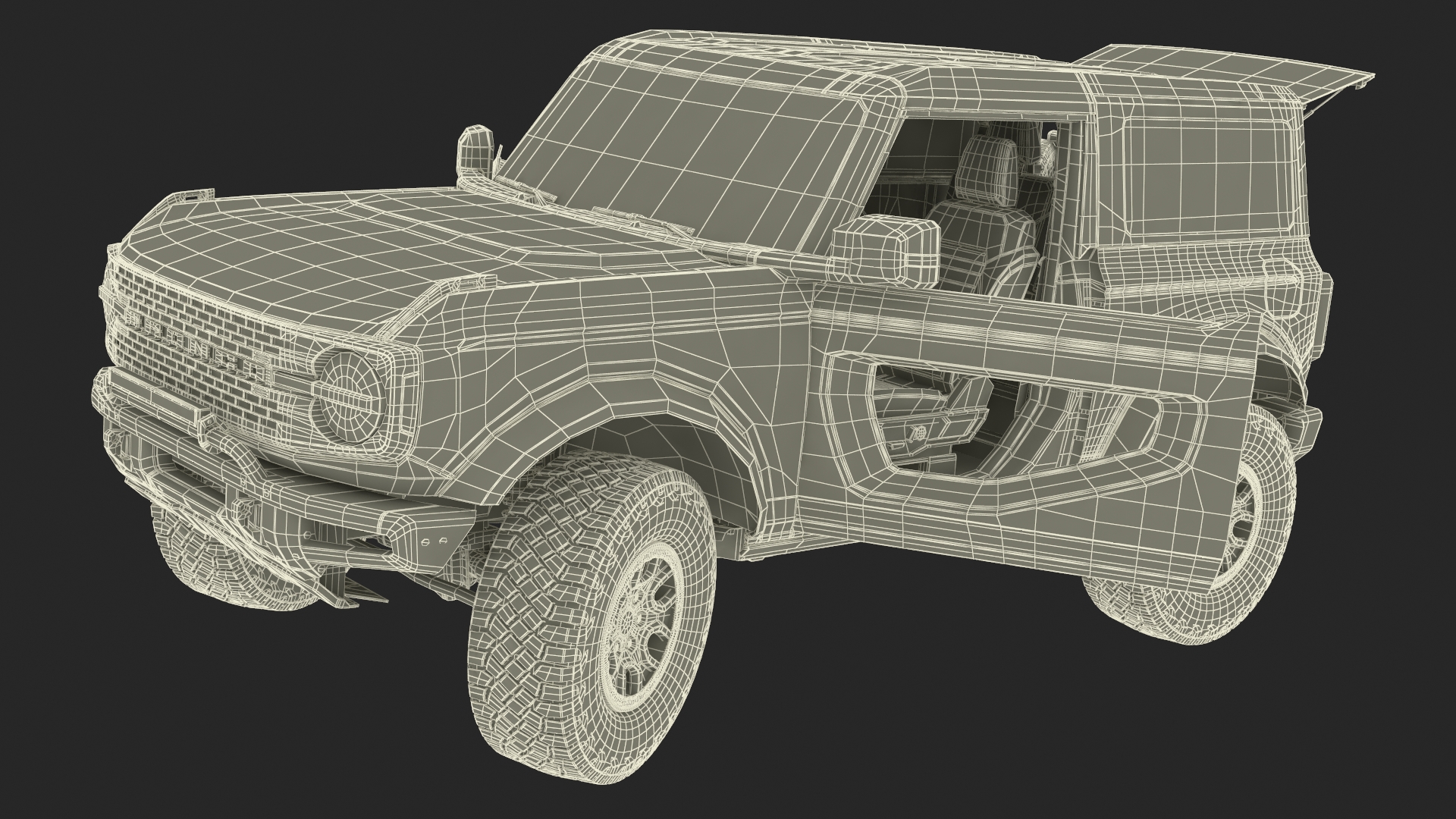 4X4 Ford Bronco Two Door Camouflage Rigged 3D