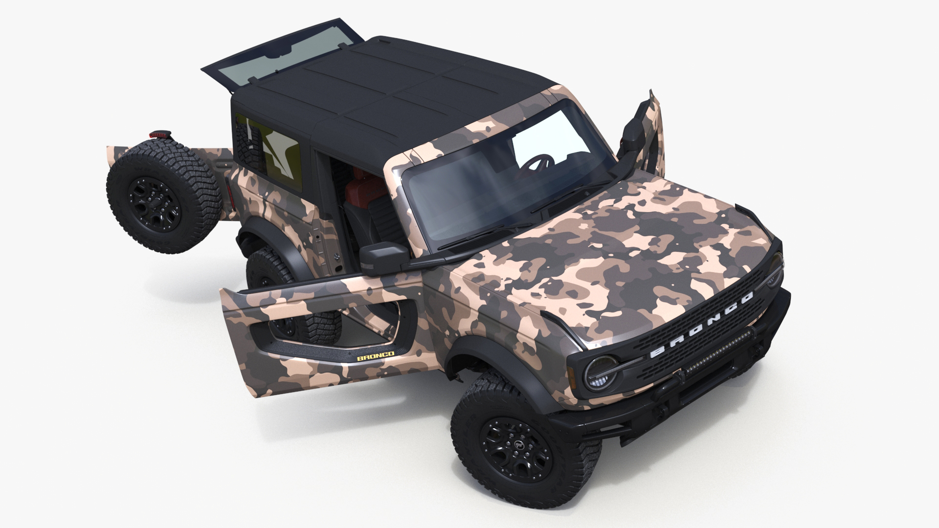 4X4 Ford Bronco Two Door Camouflage Rigged 3D