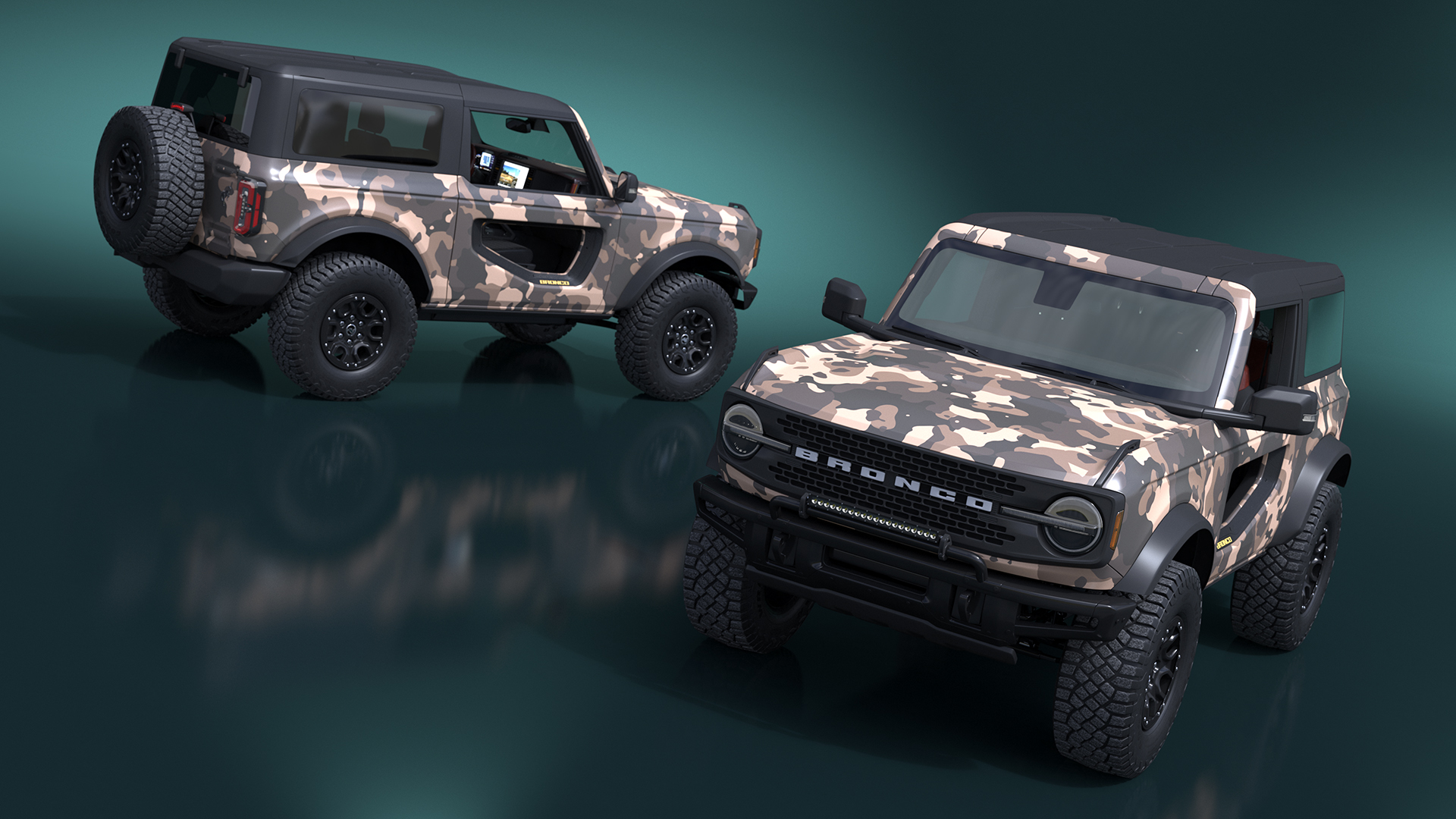 4X4 Ford Bronco Two Door Camouflage Rigged 3D