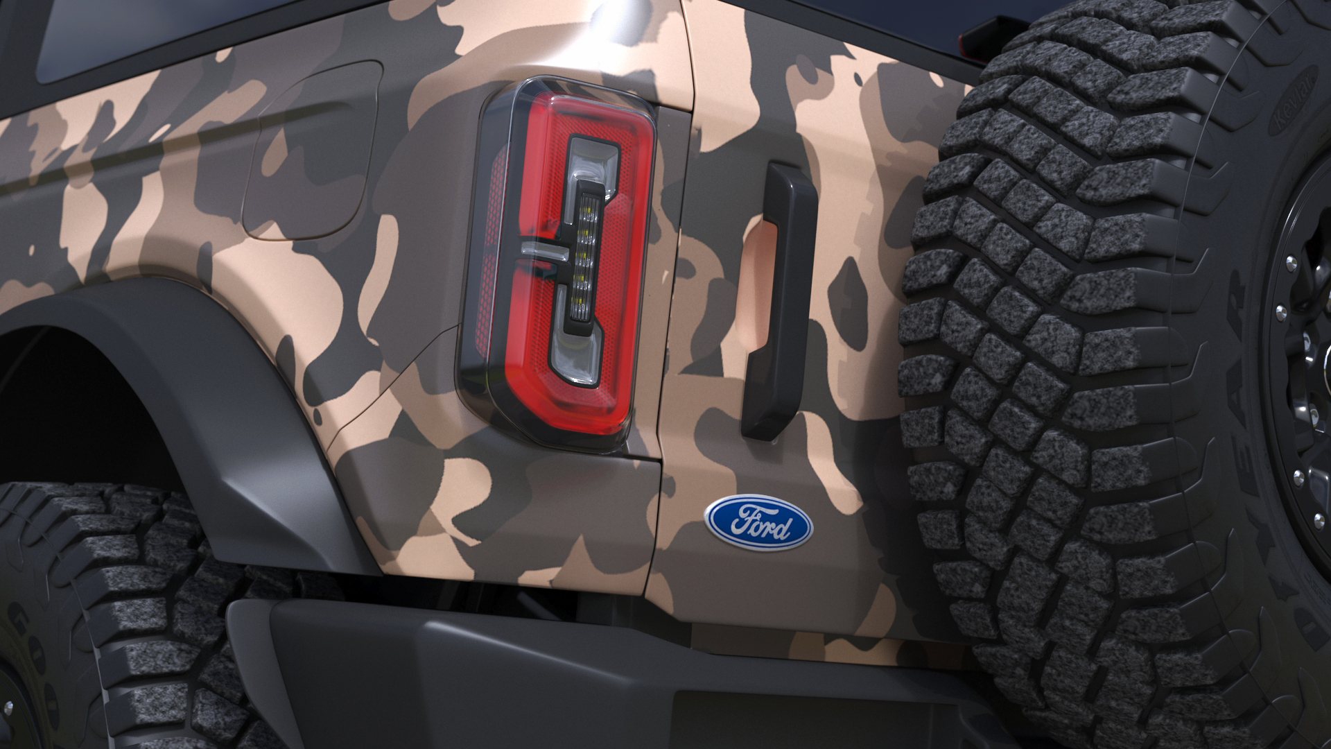 4X4 Ford Bronco Two Door Camouflage Rigged 3D