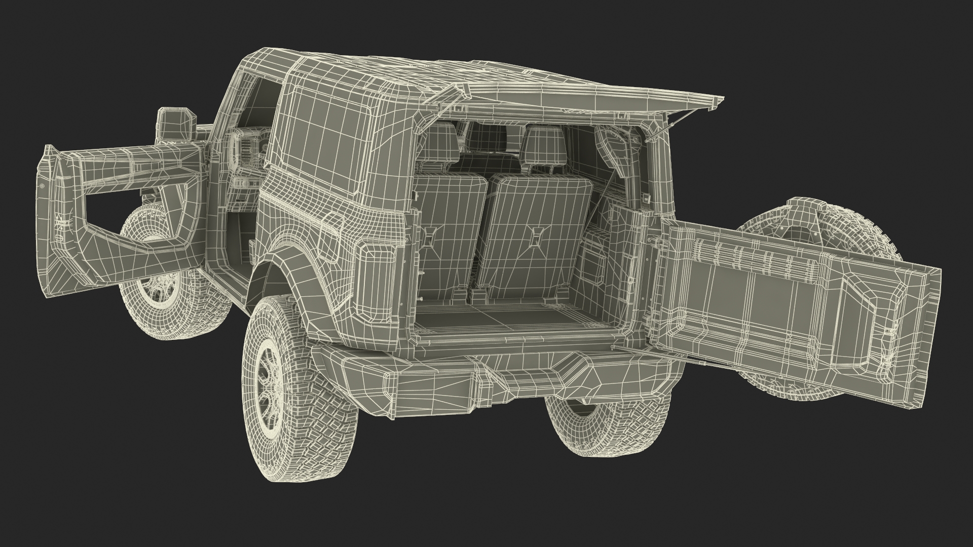 4X4 Ford Bronco Two Door Camouflage Rigged 3D