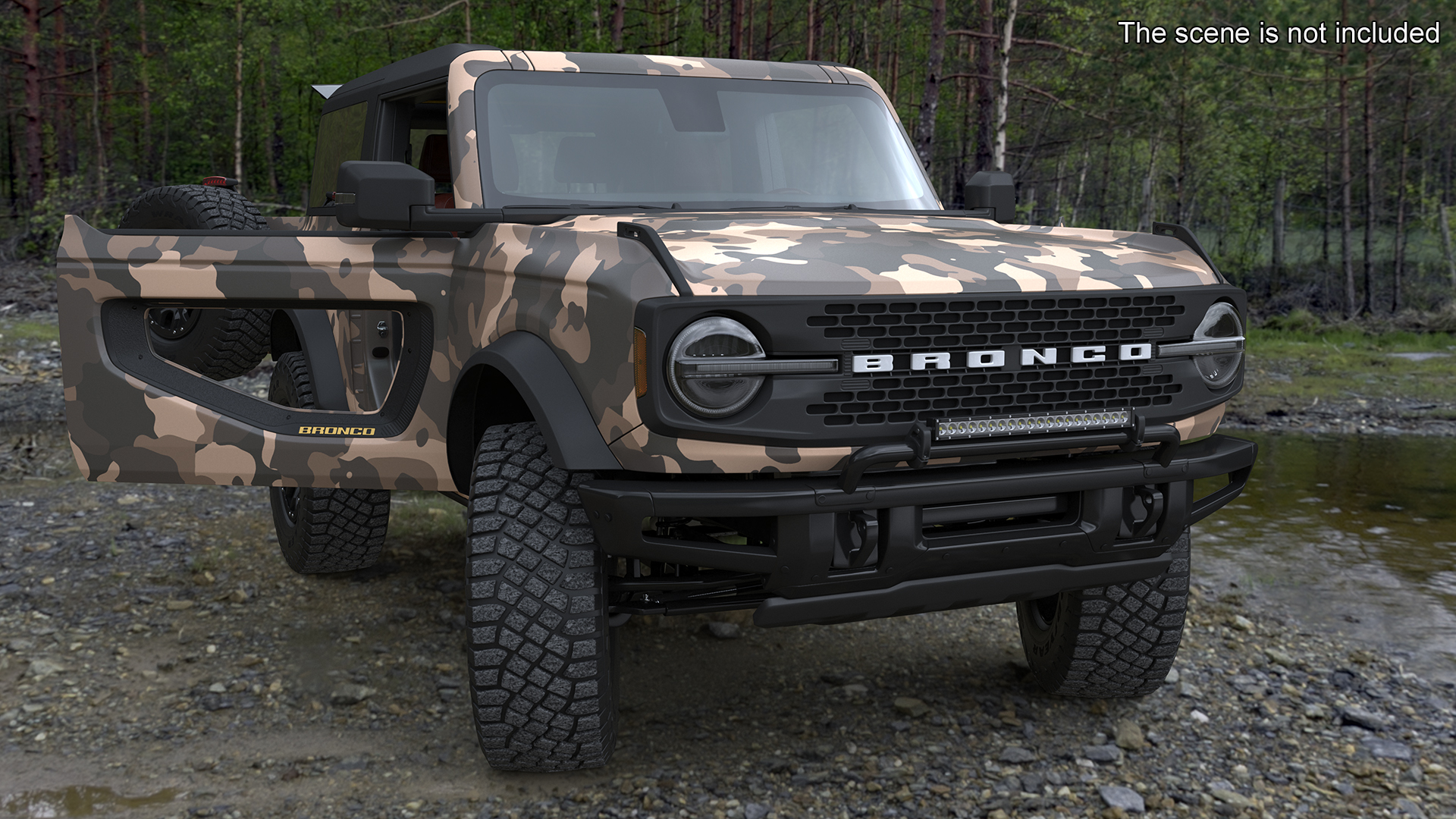 4X4 Ford Bronco Two Door Camouflage Rigged 3D