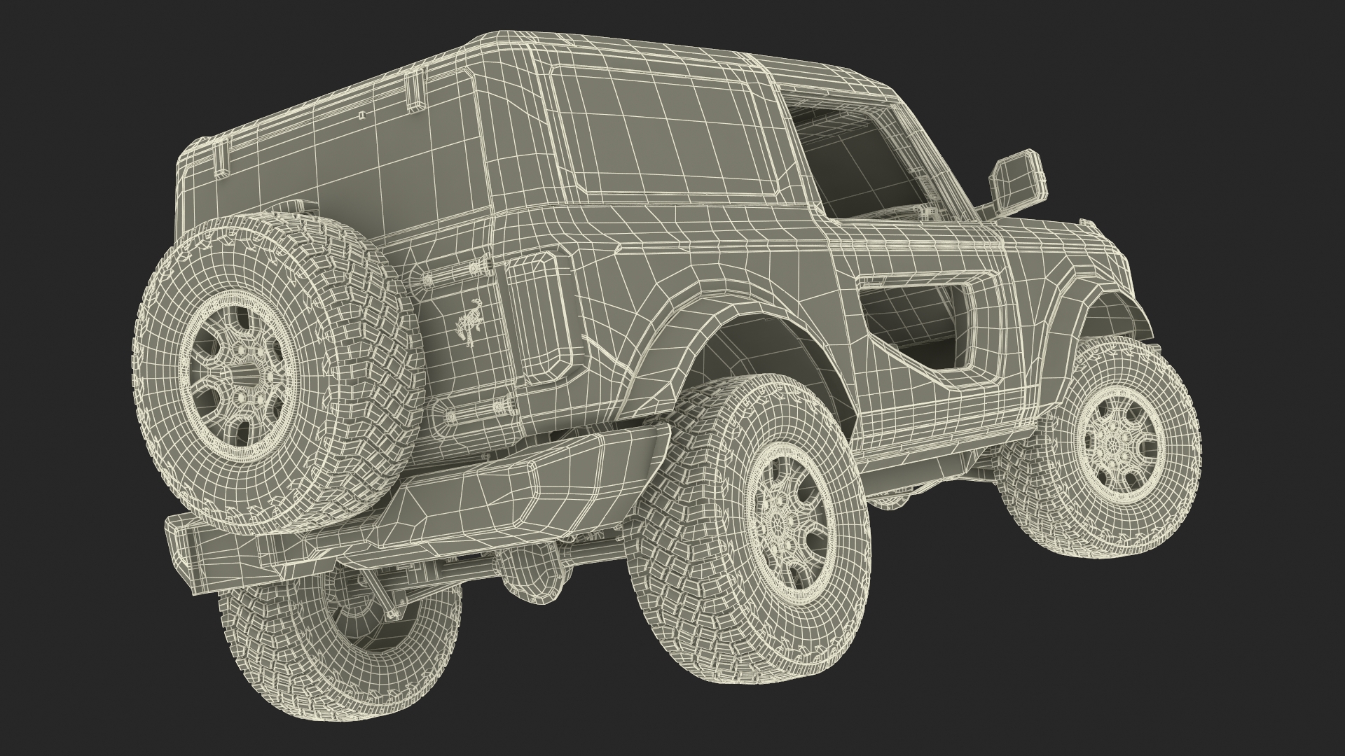 4X4 Ford Bronco Two Door Camouflage Rigged 3D