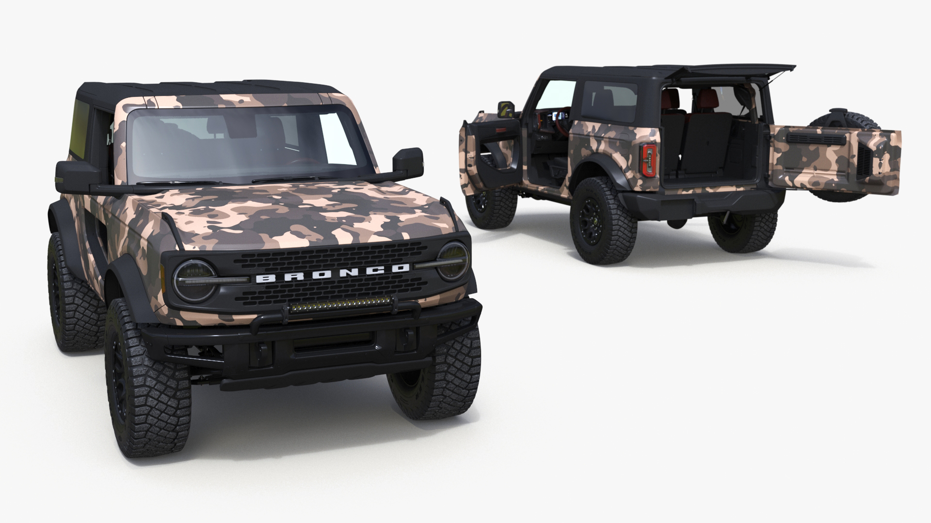 4X4 Ford Bronco Two Door Camouflage Rigged 3D
