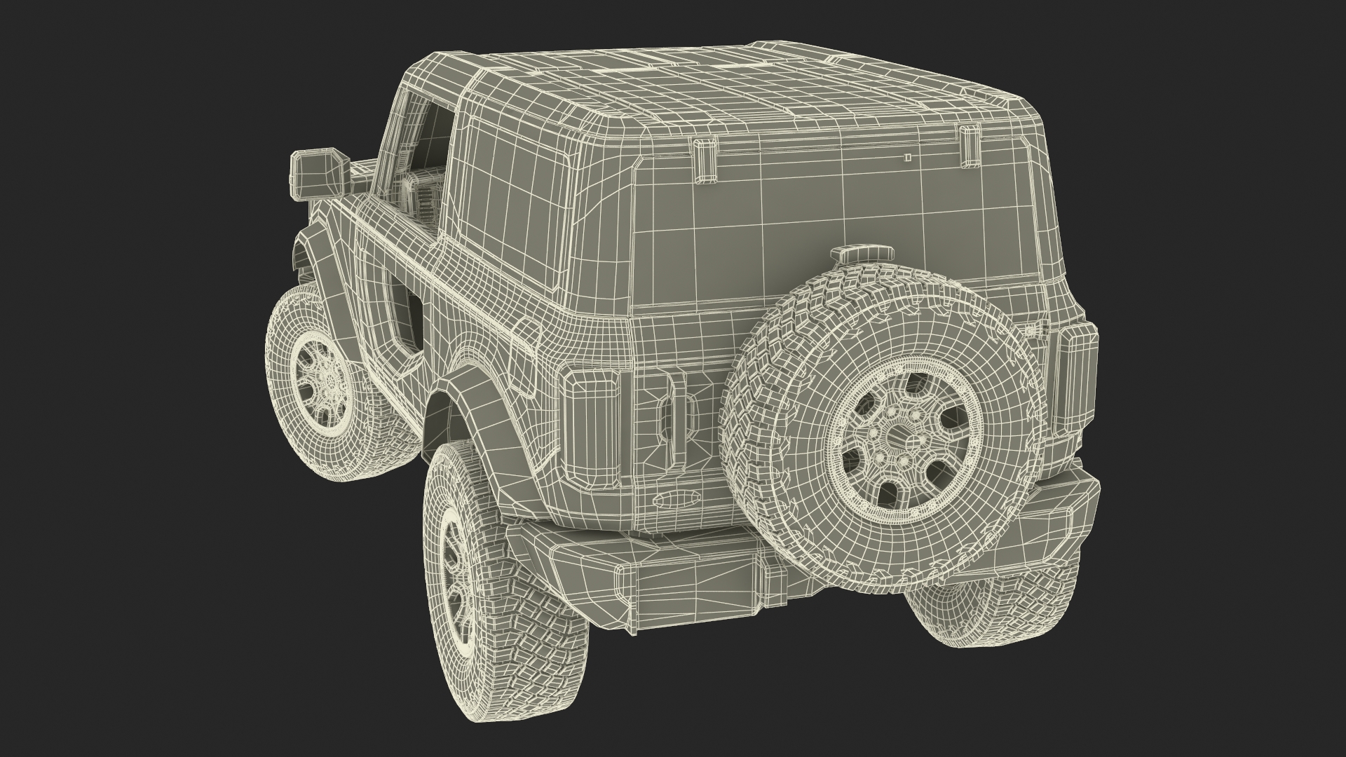 4X4 Ford Bronco Two Door Camouflage Rigged 3D