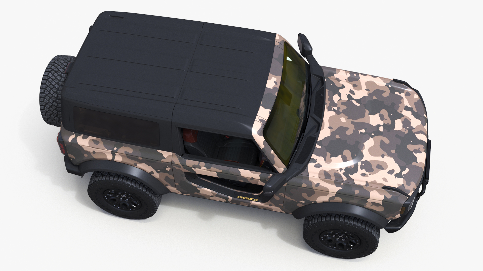 4X4 Ford Bronco Two Door Camouflage Rigged 3D