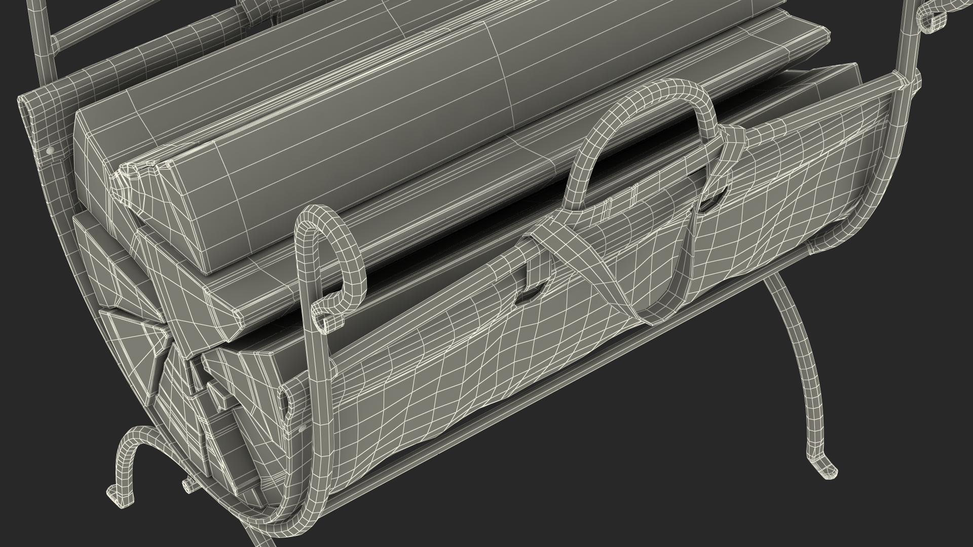3D Log Rack with Leather Sling Brown model