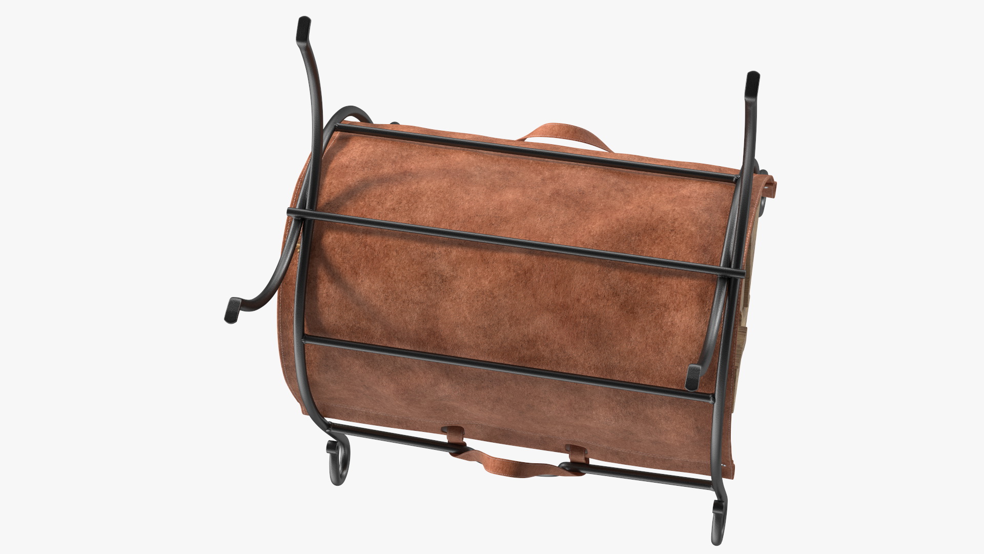 3D Log Rack with Leather Sling Brown model