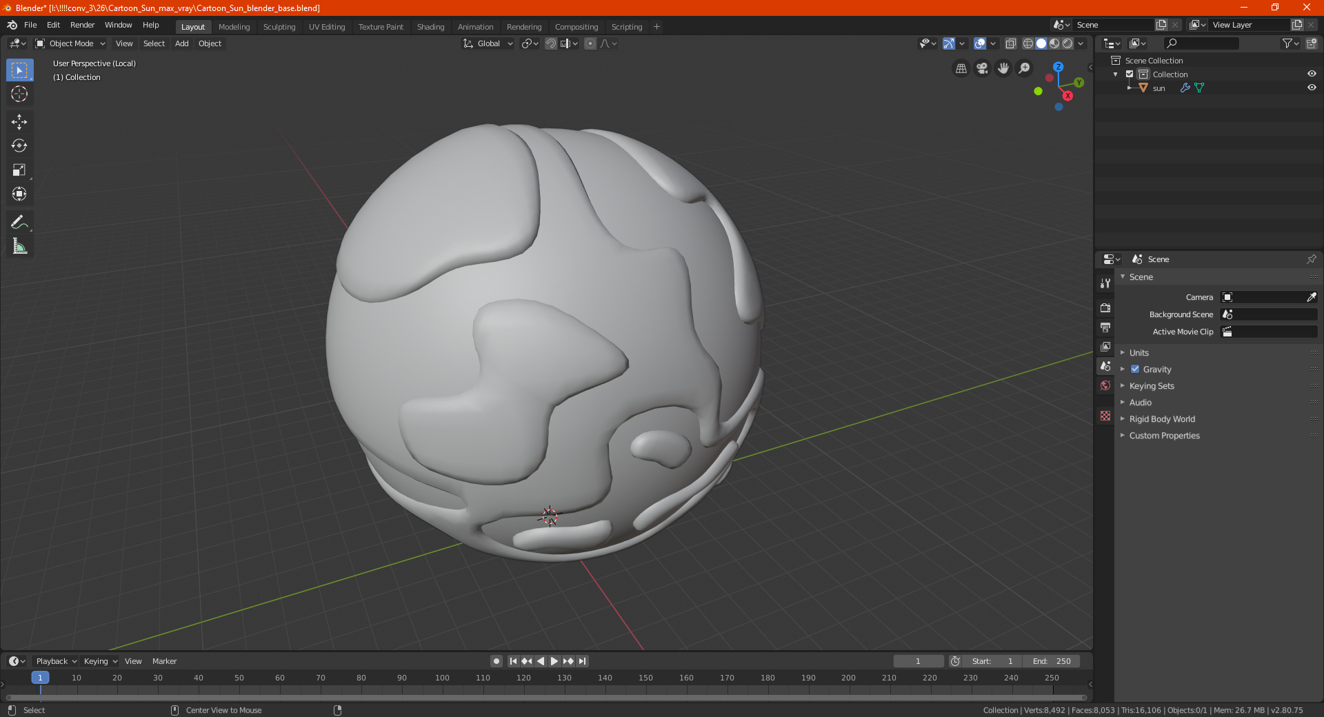 3D Cartoon Sun