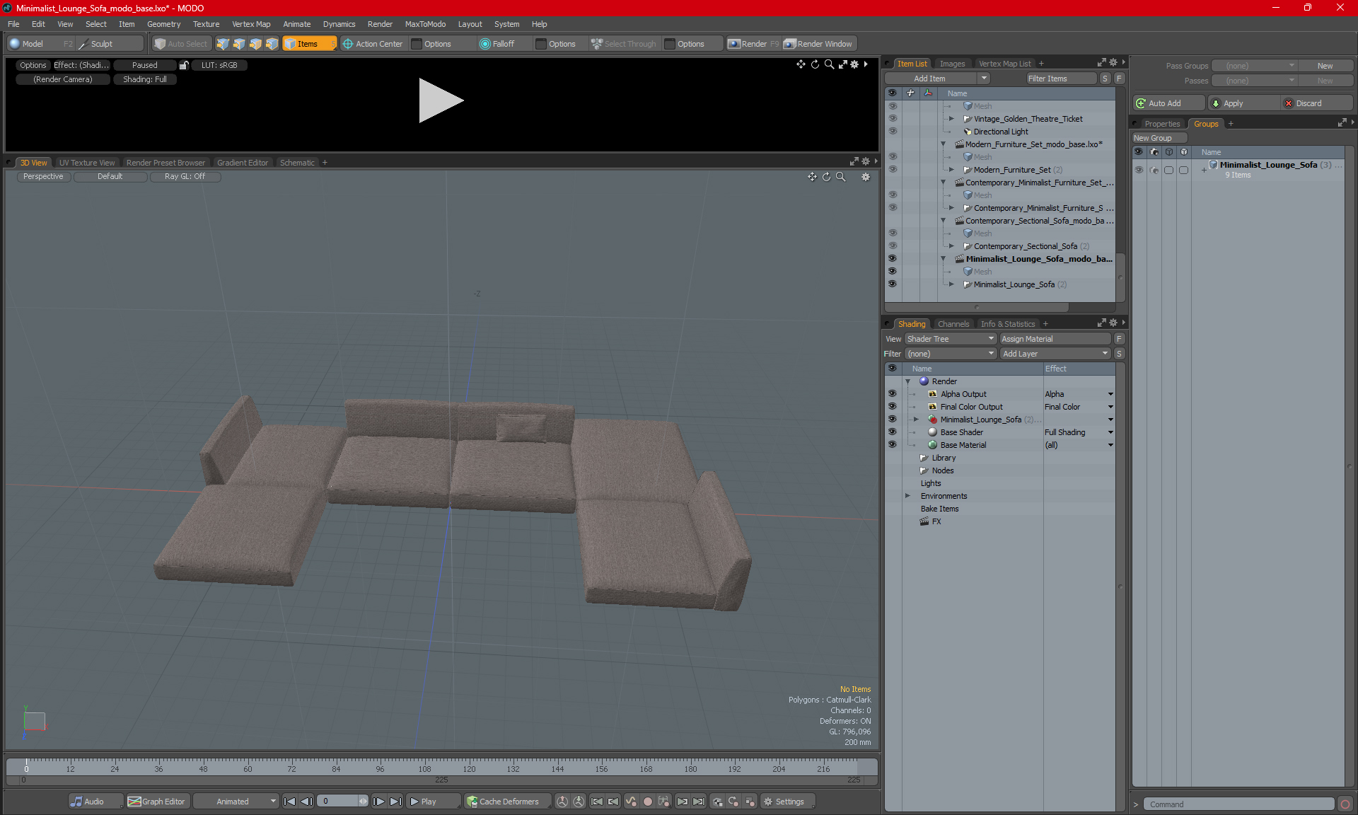 Minimalist Lounge Sofa 3D