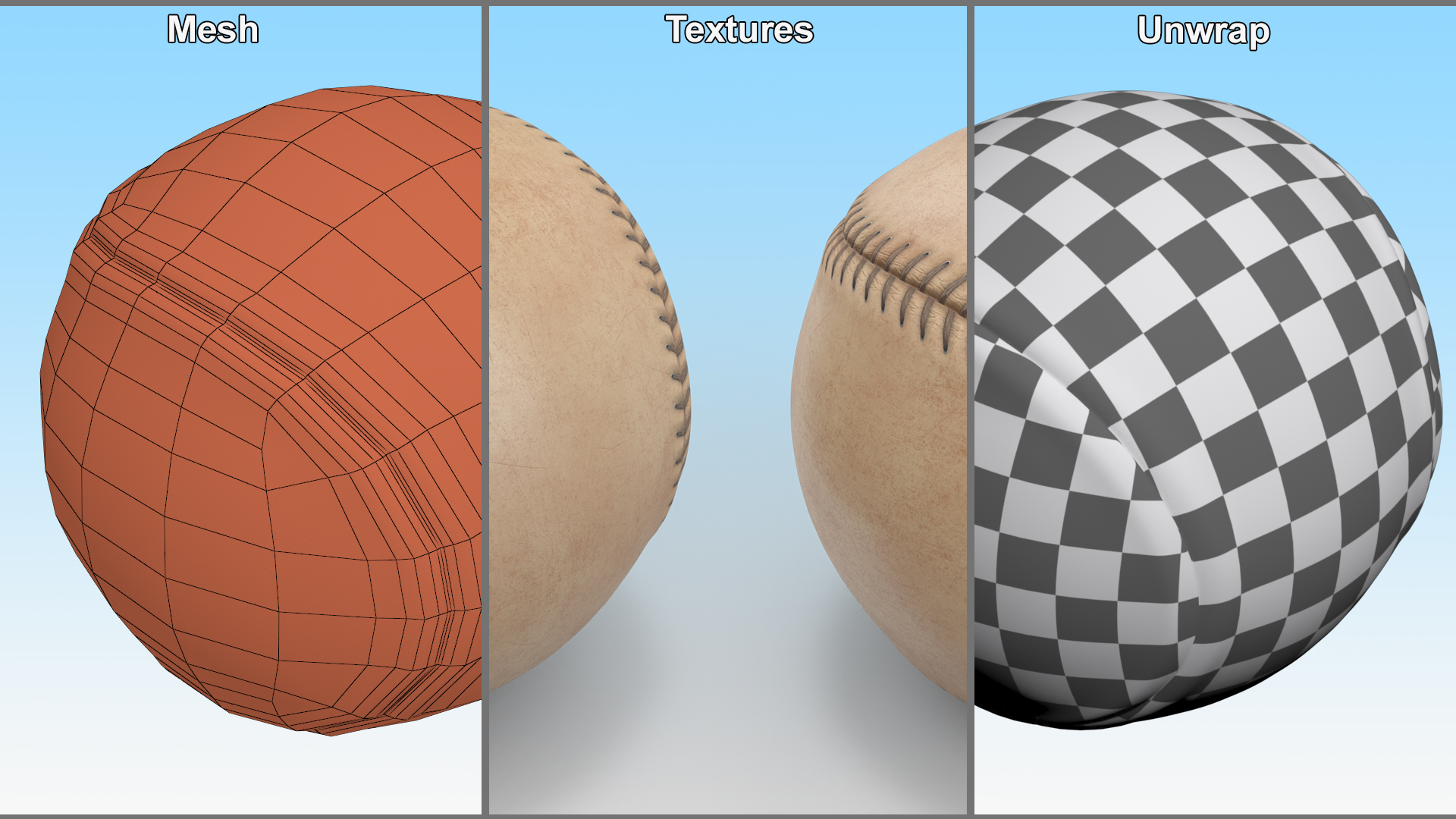 3D Stitched Baseball Ball 1870-1900s model