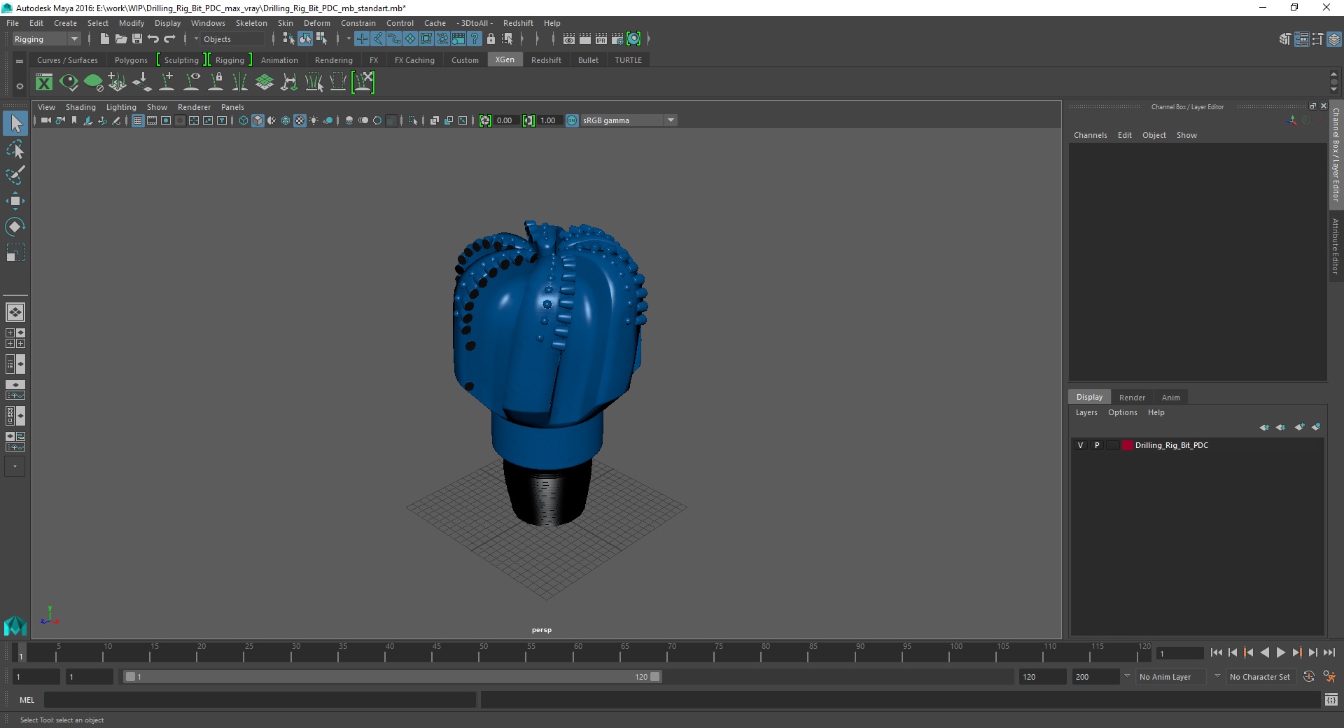 3D model Drilling Rig Bit PDC Blue