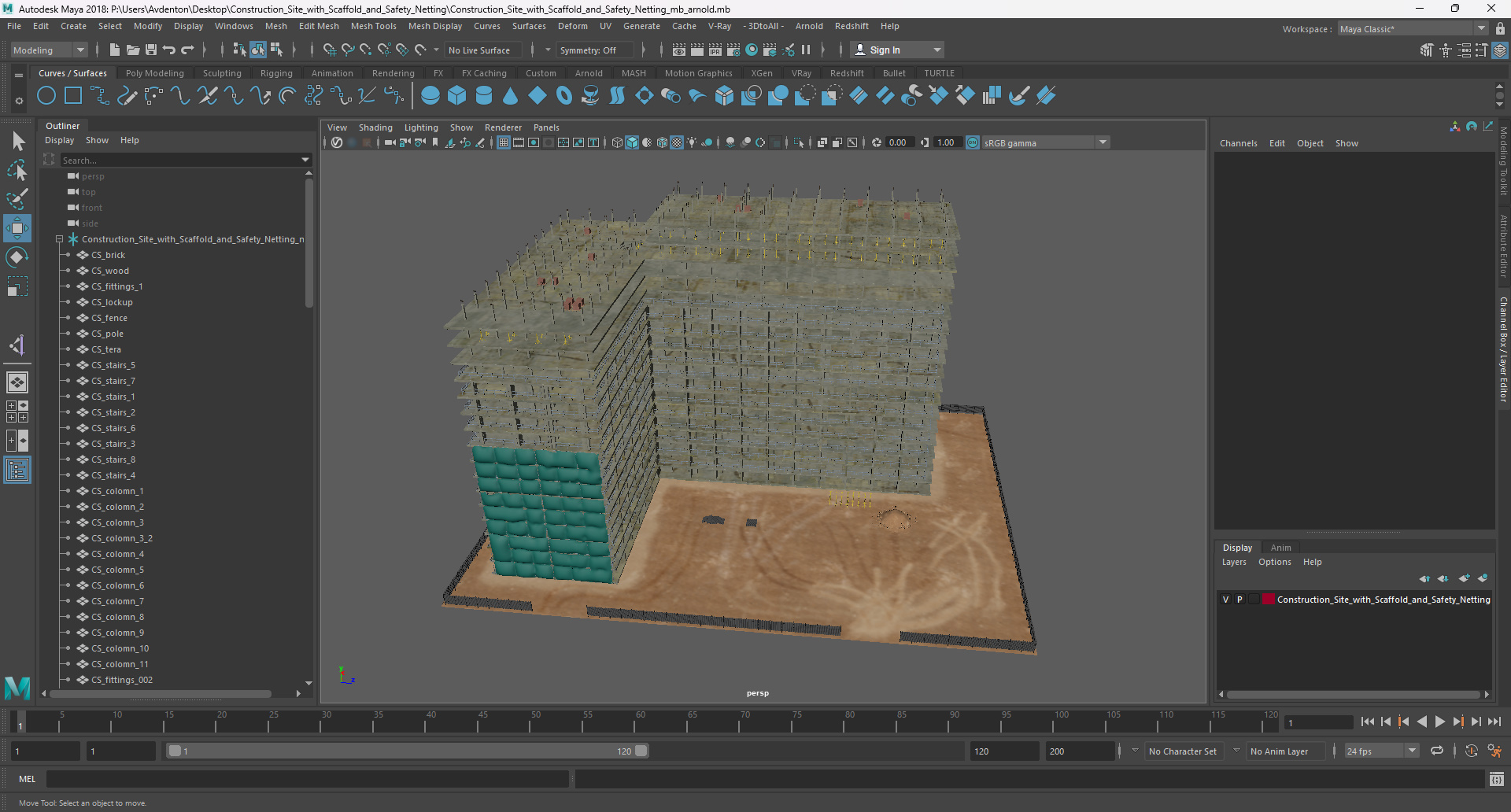 3D model Construction Site with Scaffold and Safety Netting
